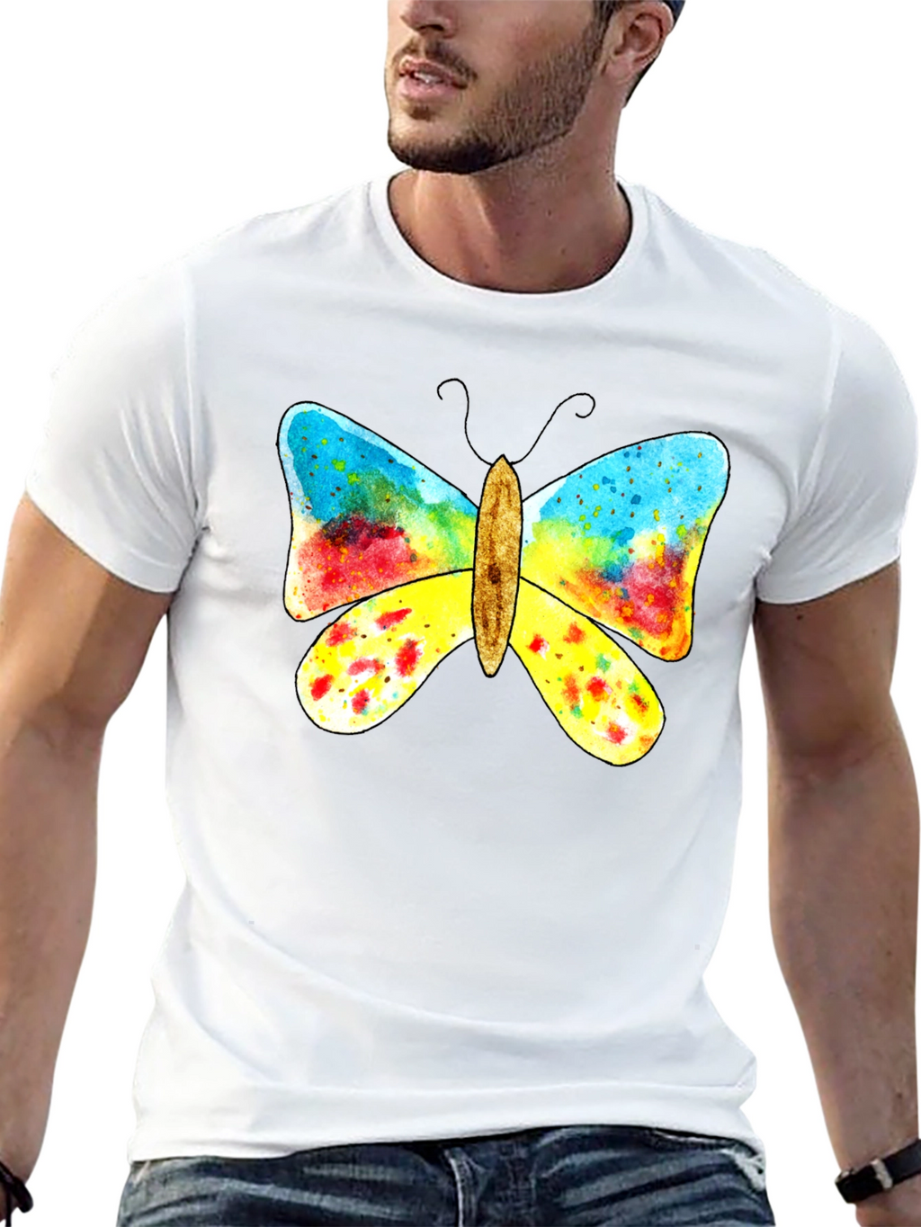 Butterfly Graphic Print Black T-Shirt