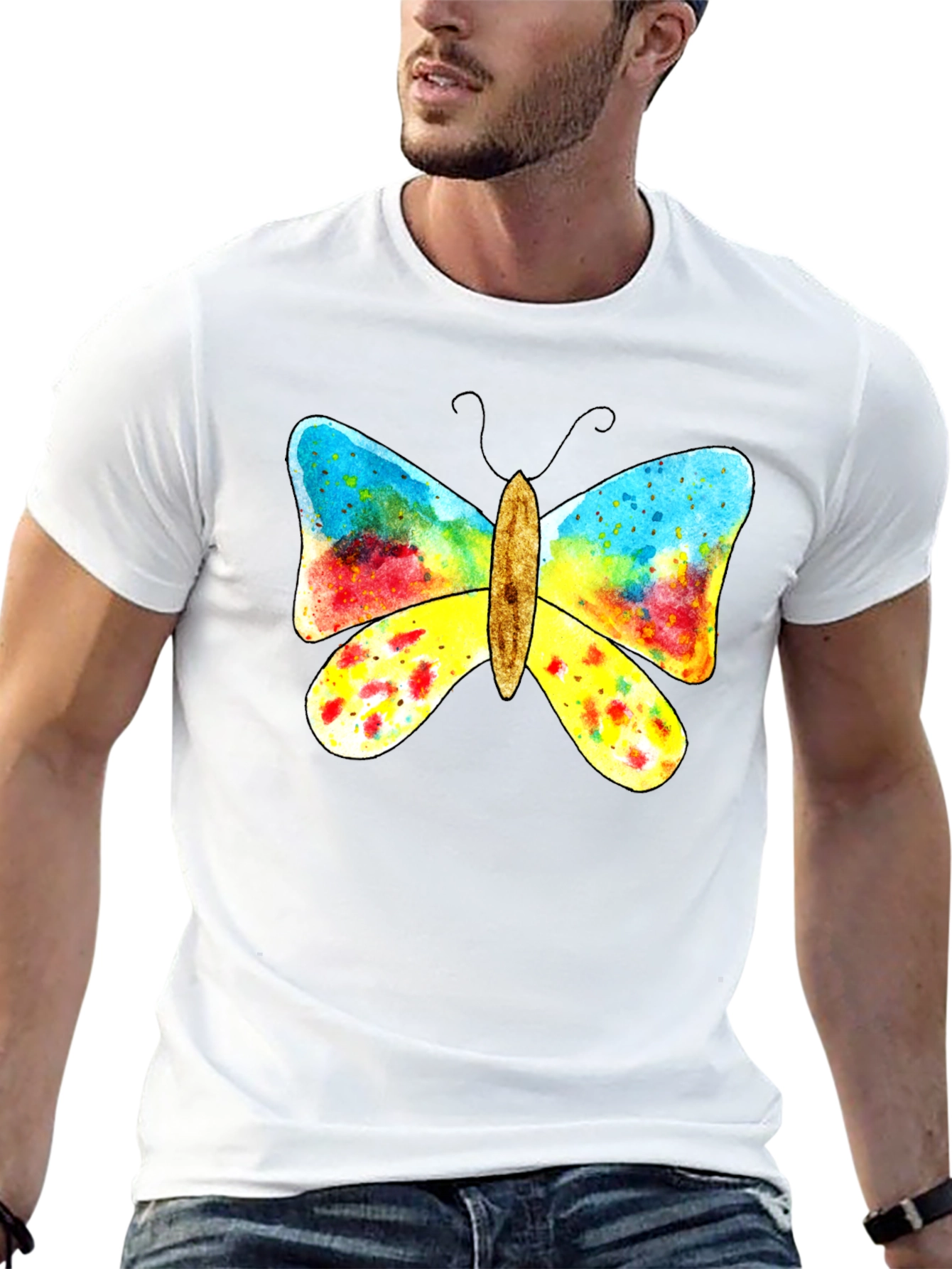 Butterfly Graphic Print Black T-Shirt