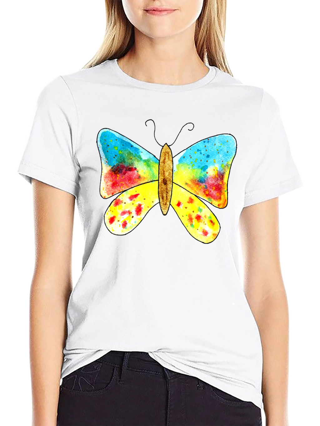 Butterfly Graphic Print Black T-Shirt