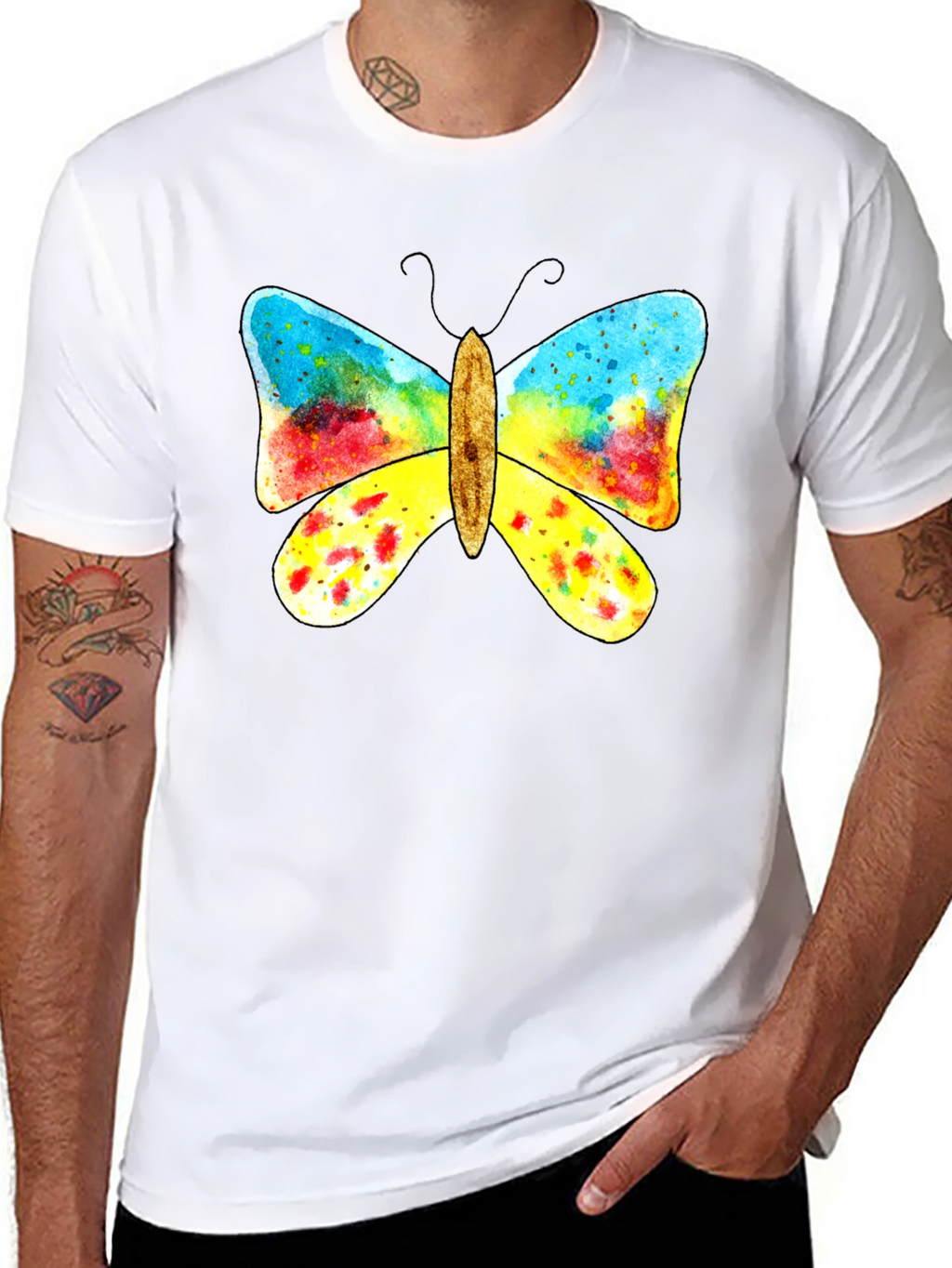 Butterfly Graphic Print Black T-Shirt