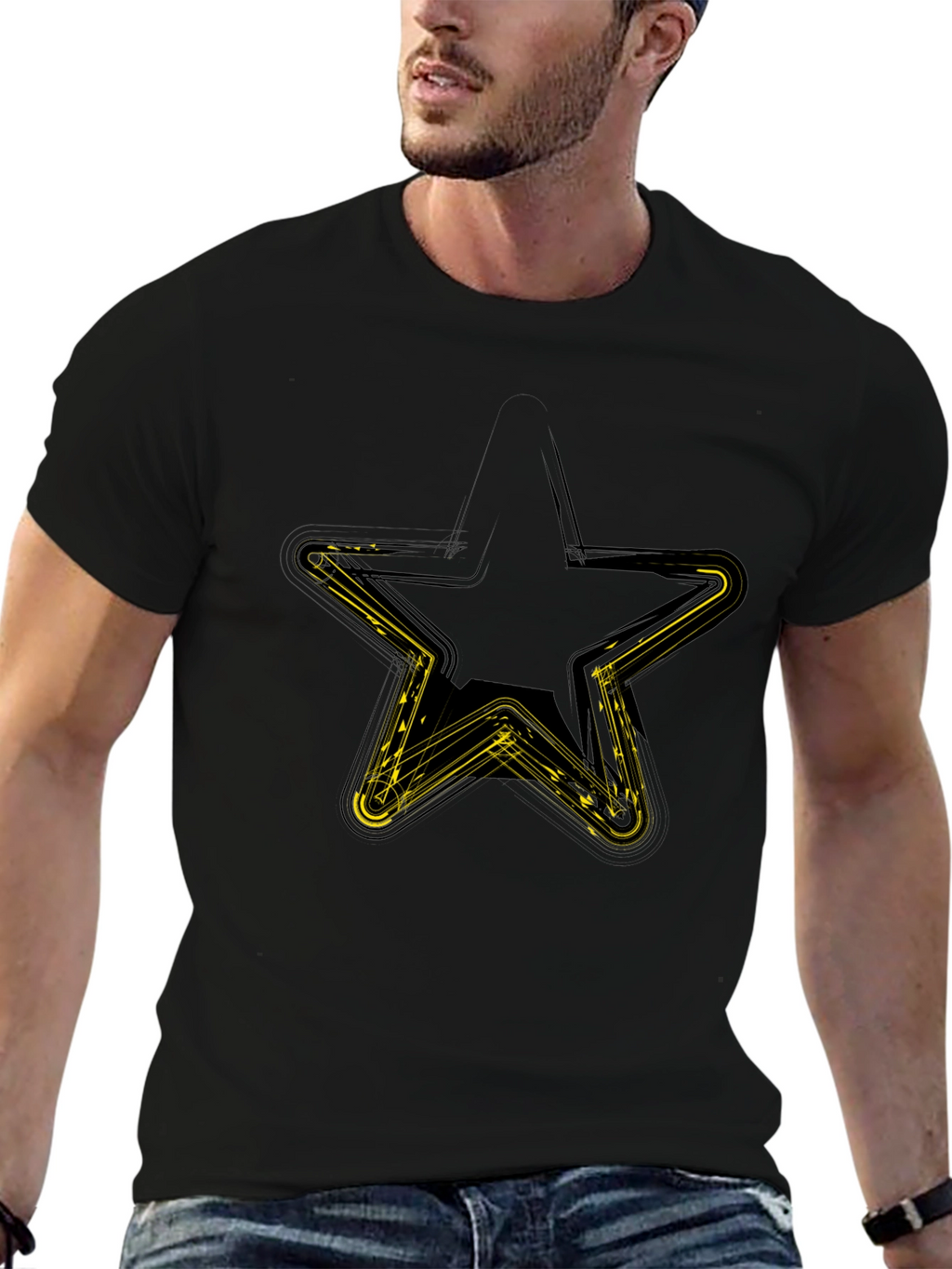 Star Graphic Mens Black T-Shirt