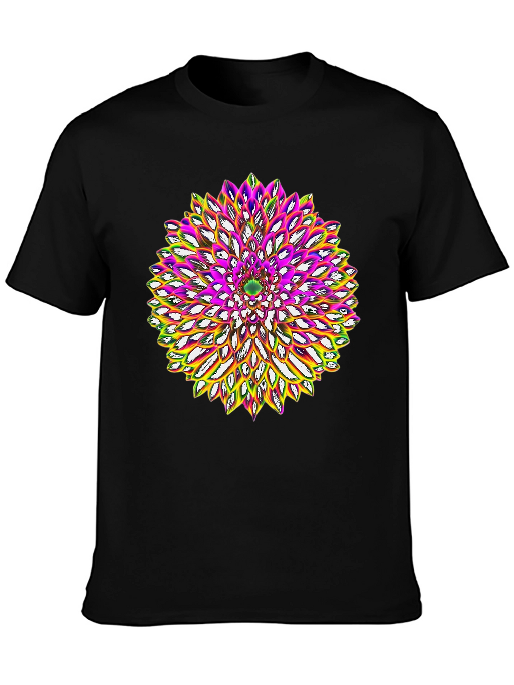 Abstract Flower Graphic Tee - Black Cotton Blend