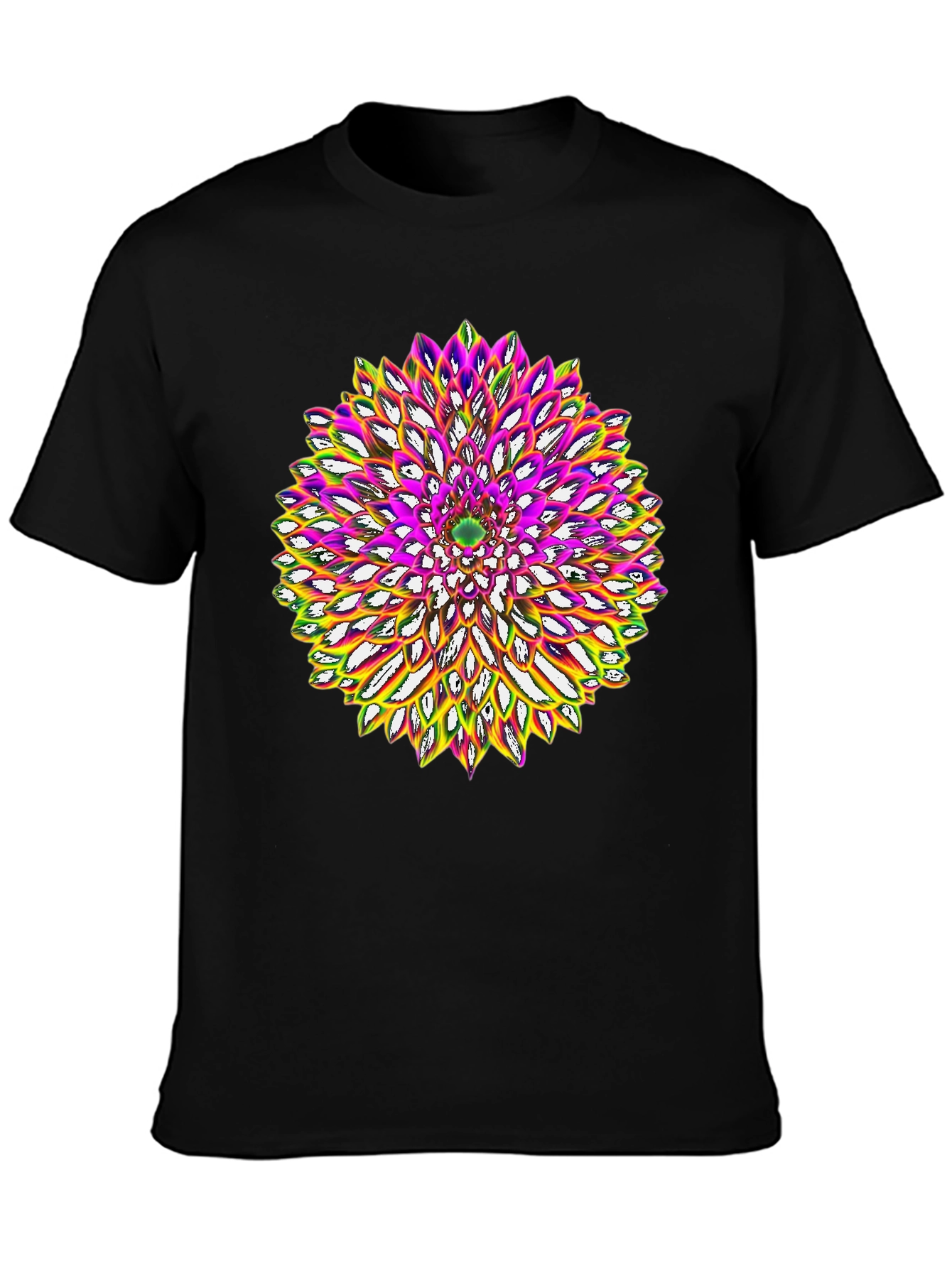 Abstract Flower Graphic Tee - Black Cotton Blend
