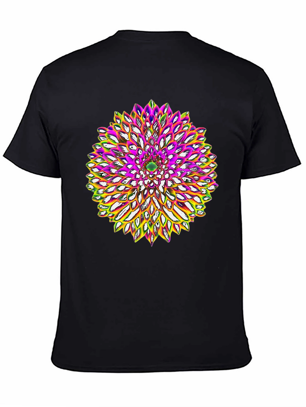 Abstract Flower Graphic Tee - Black Cotton Blend
