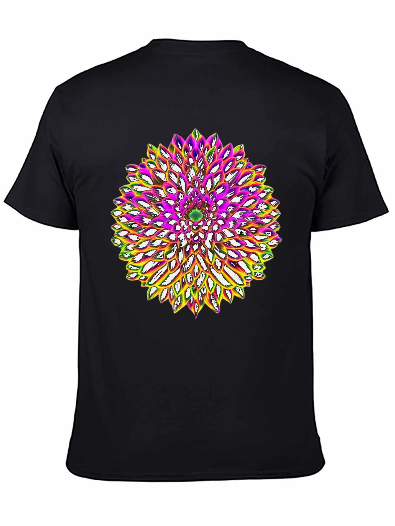 Abstract Flower Graphic Tee - Black Cotton Blend