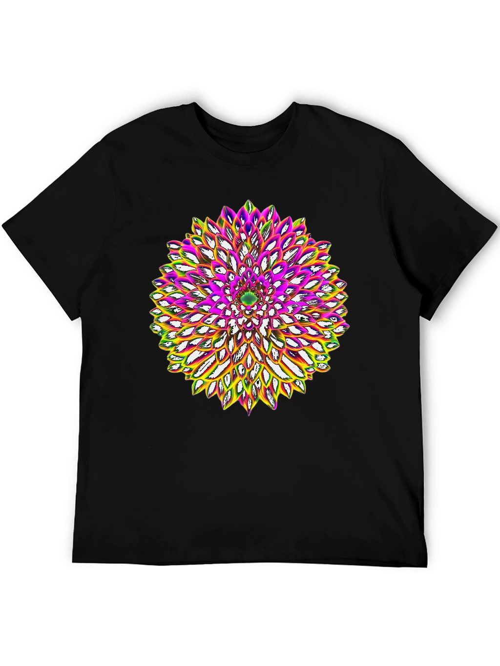 Abstract Flower Graphic Tee - Black Cotton Blend