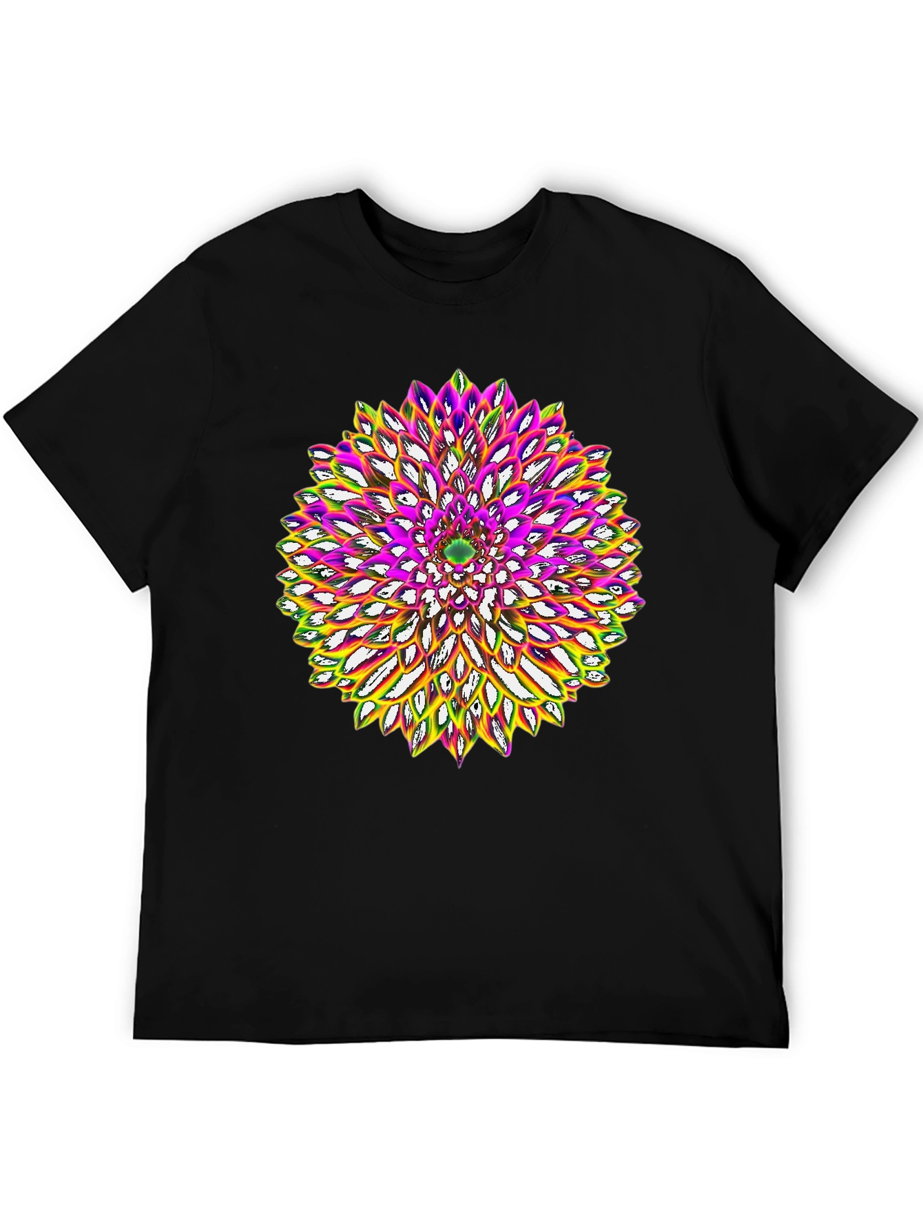 Abstract Flower Graphic Tee - Black Cotton Blend