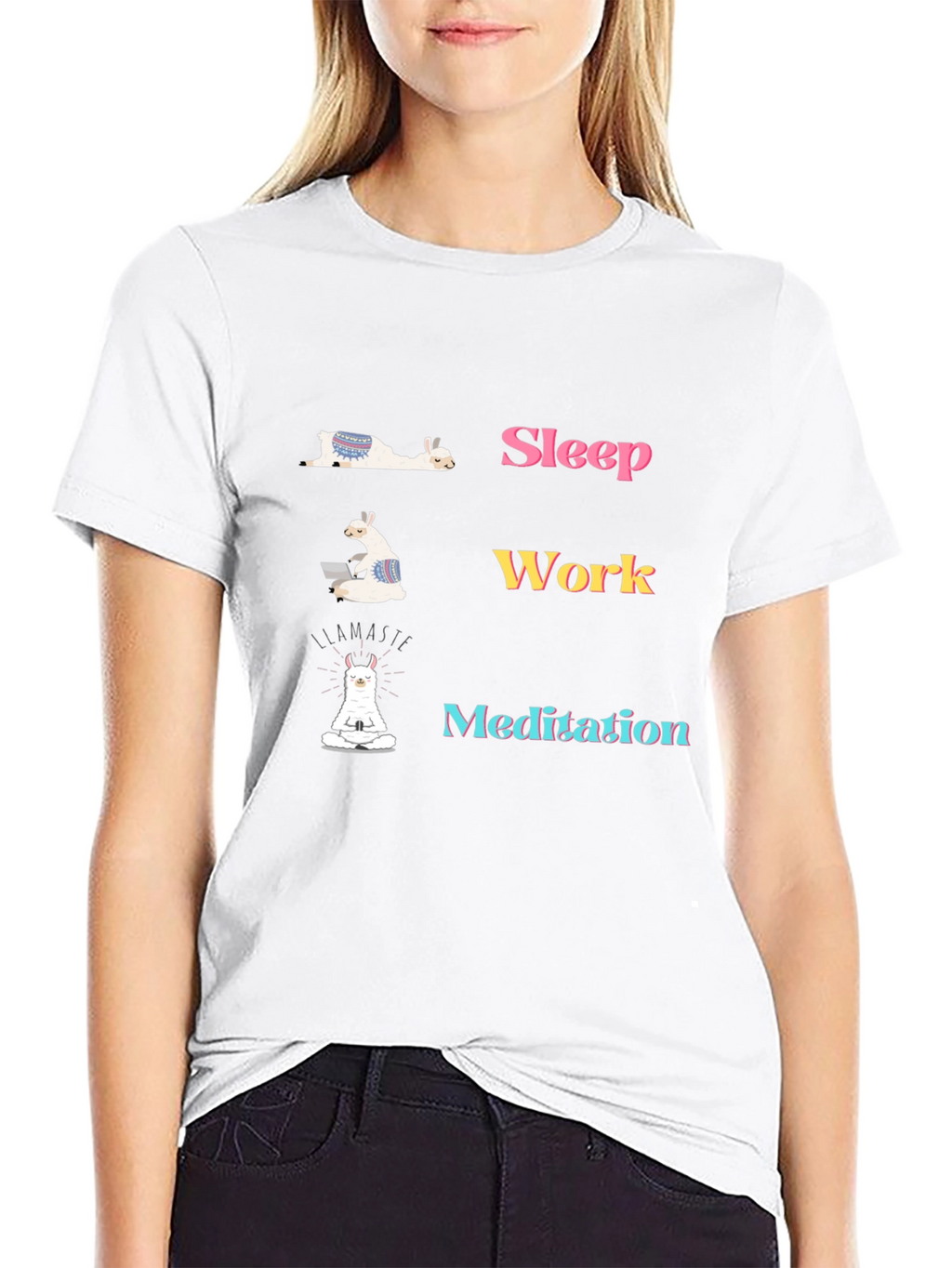 Llama Sleep Work Meditation Graphic Tee