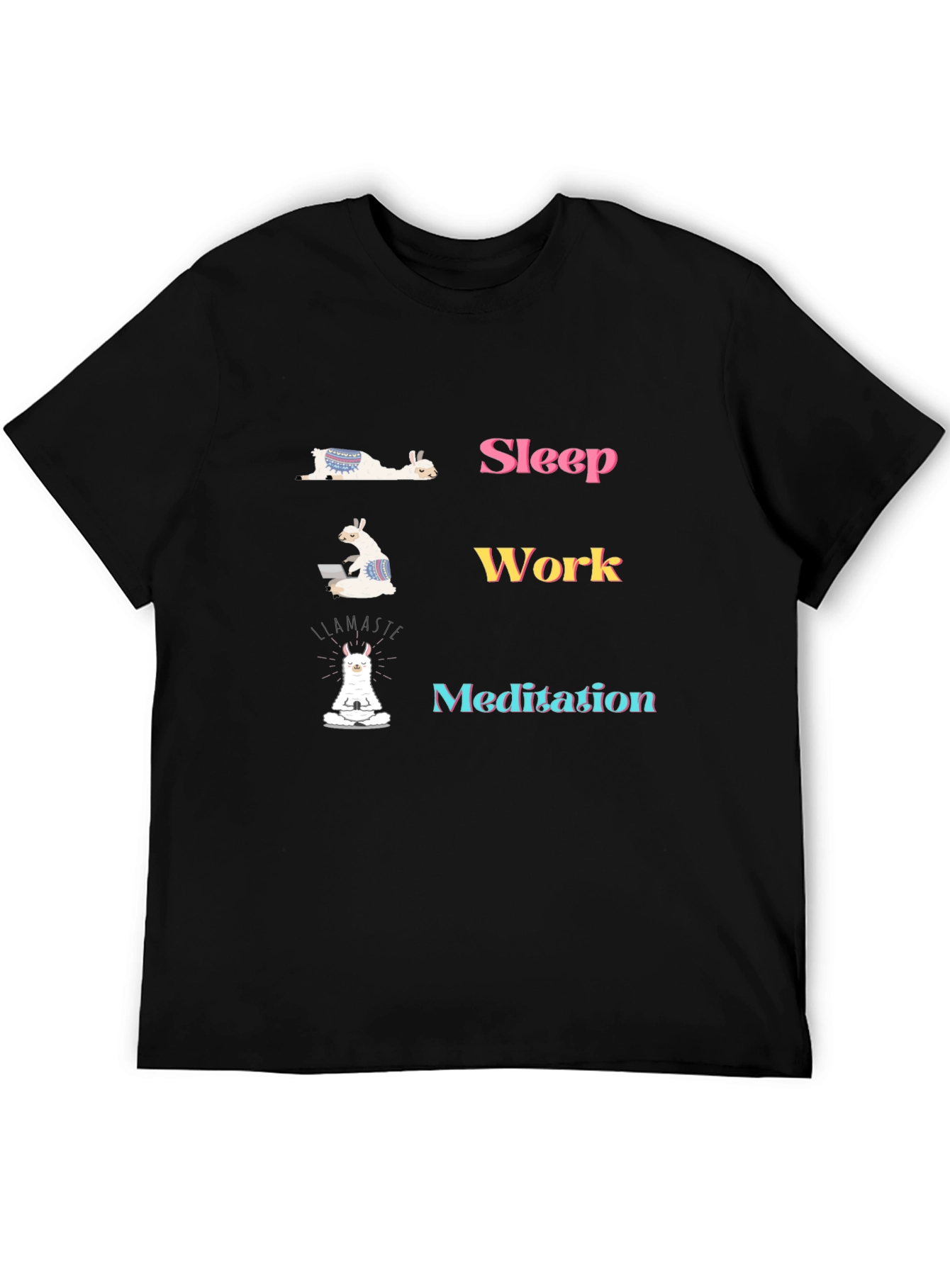Llama Sleep Work Meditation Graphic Tee