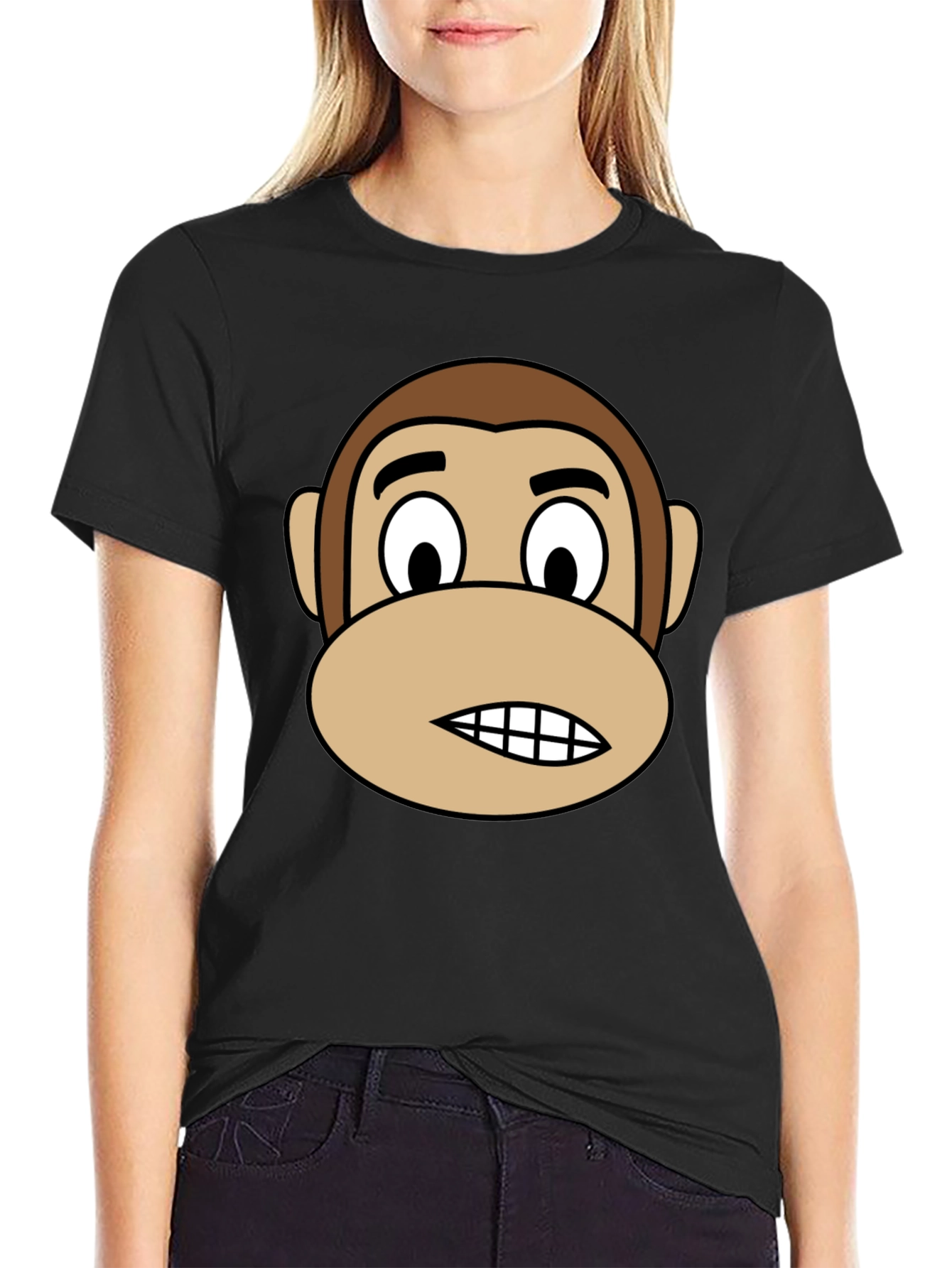 Funny Monkey Graphic Tee - Black Short Sleeve T-Shirt