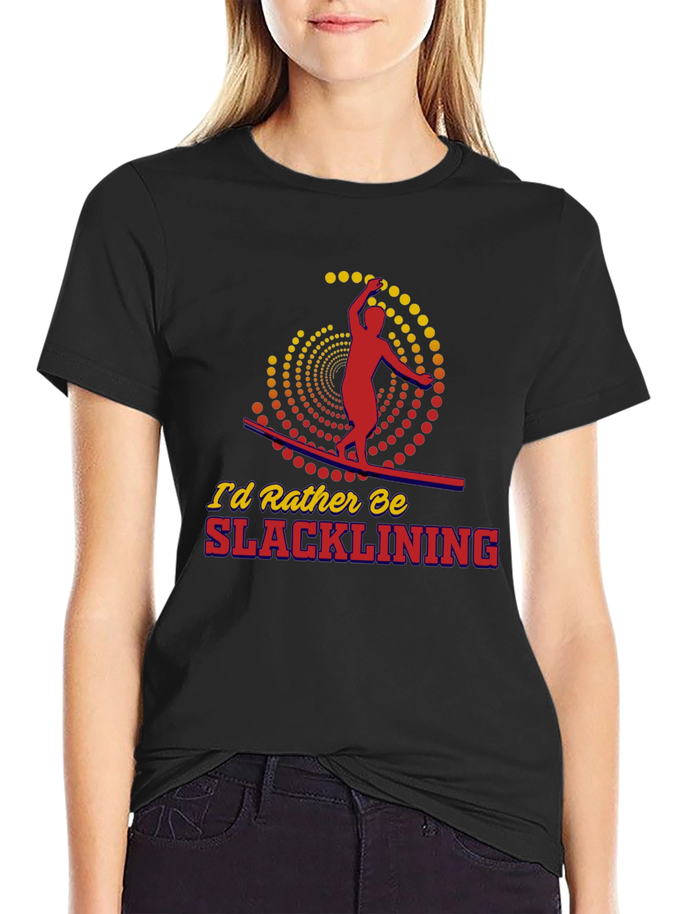 Slacklining Graphic Tee - Black Cotton T-Shirt