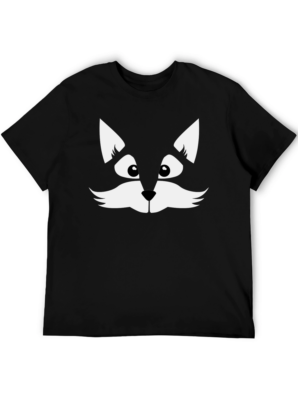 Fun Black T-Shirt with Cute Cat Face Graphic