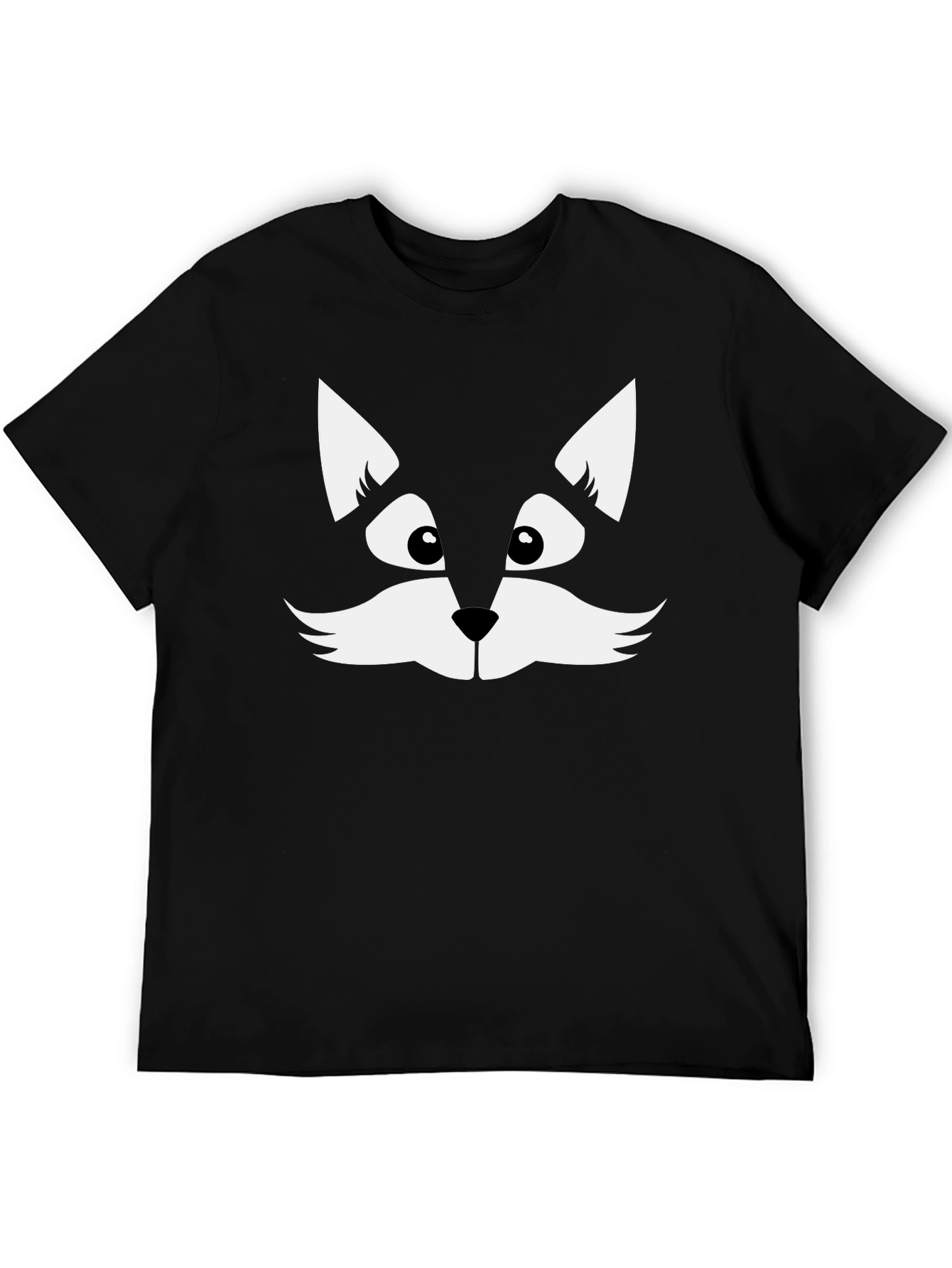 Fun Black T-Shirt with Cute Cat Face Graphic