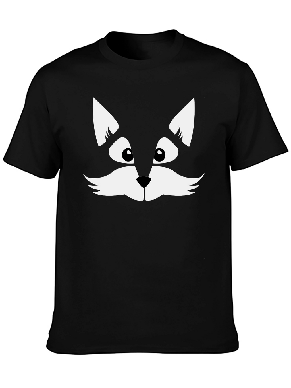 Fun Black T-Shirt with Cute Cat Face Graphic