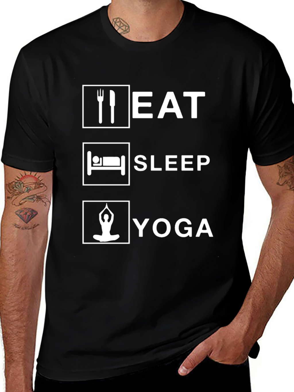 Eat Sleep Yoga Black Graphic T-Shirt