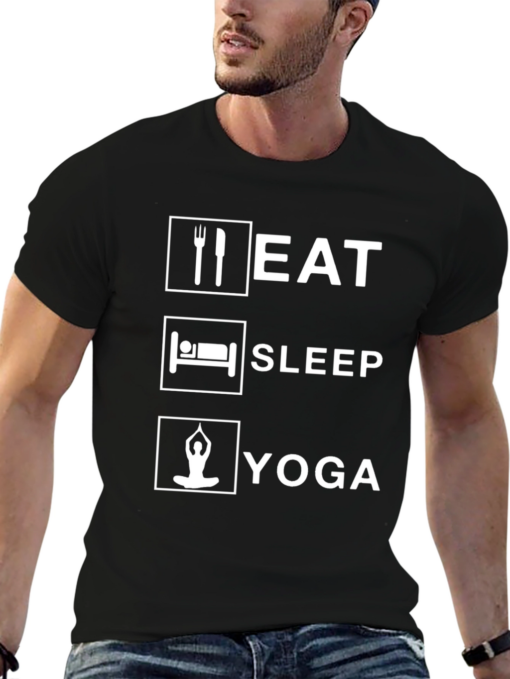 Eat Sleep Yoga Black Graphic T-Shirt
