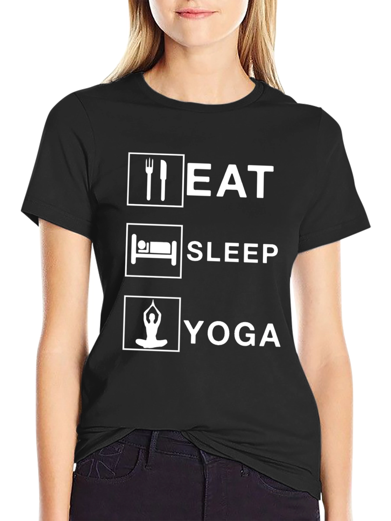 Eat Sleep Yoga Black Graphic T-Shirt