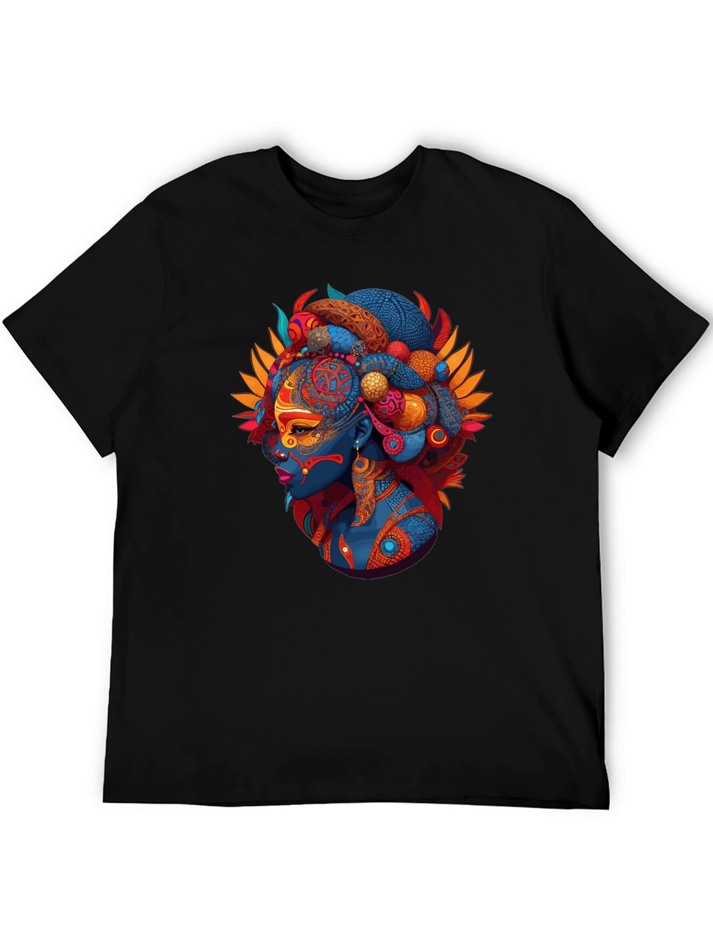Ethnic Queen Black T-Shirt - Vibrant Graphic Tee
