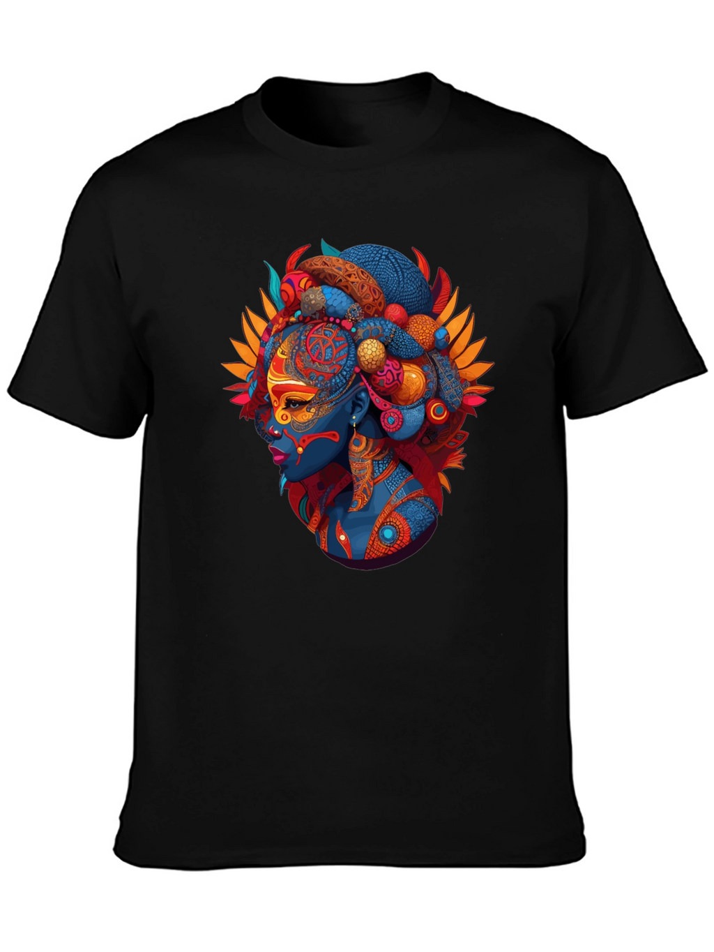 Ethnic Queen Black T-Shirt - Vibrant Graphic Tee