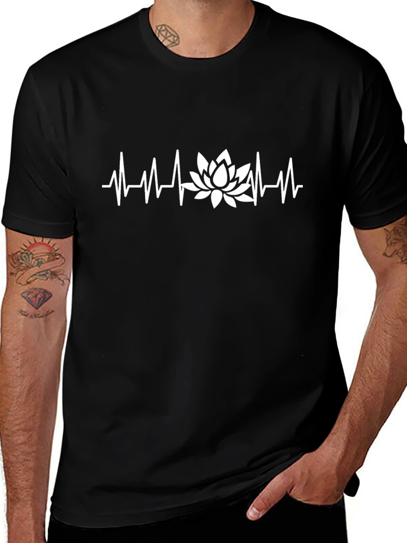 Lotus Heartbeat Black T-Shirt