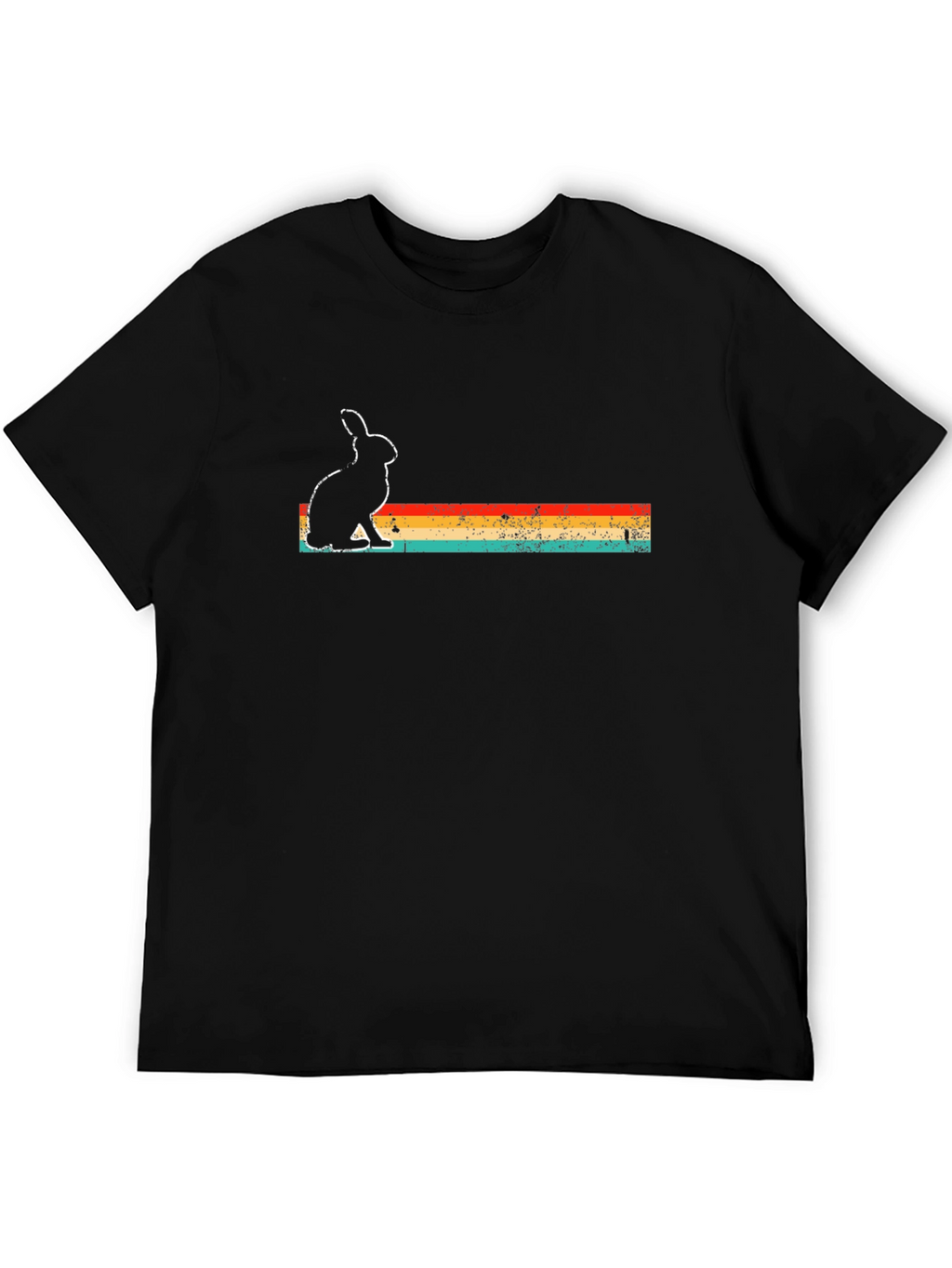 Retro Rabbit Graphic Tee - Black Cotton Blend