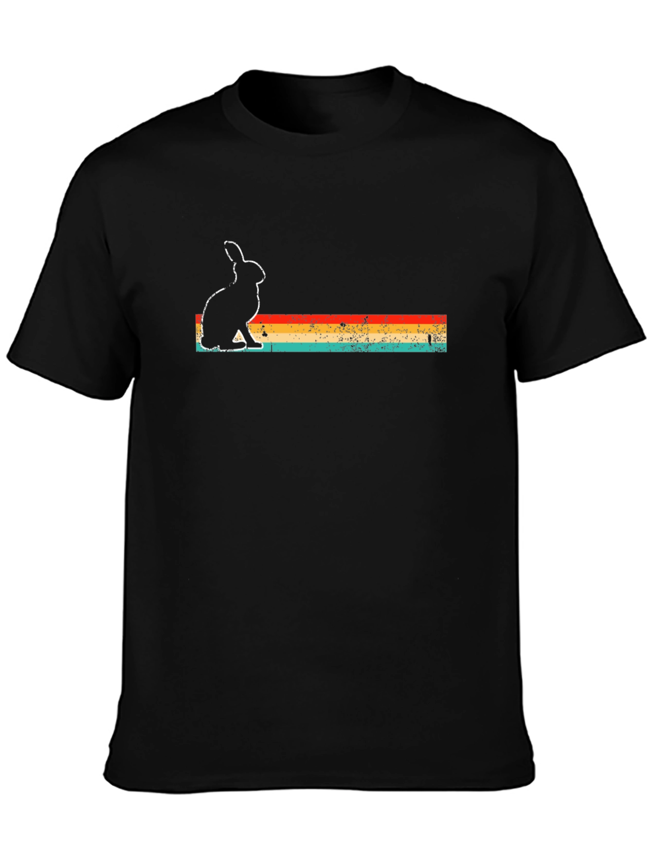 Retro Rabbit Graphic Tee - Black Cotton Blend