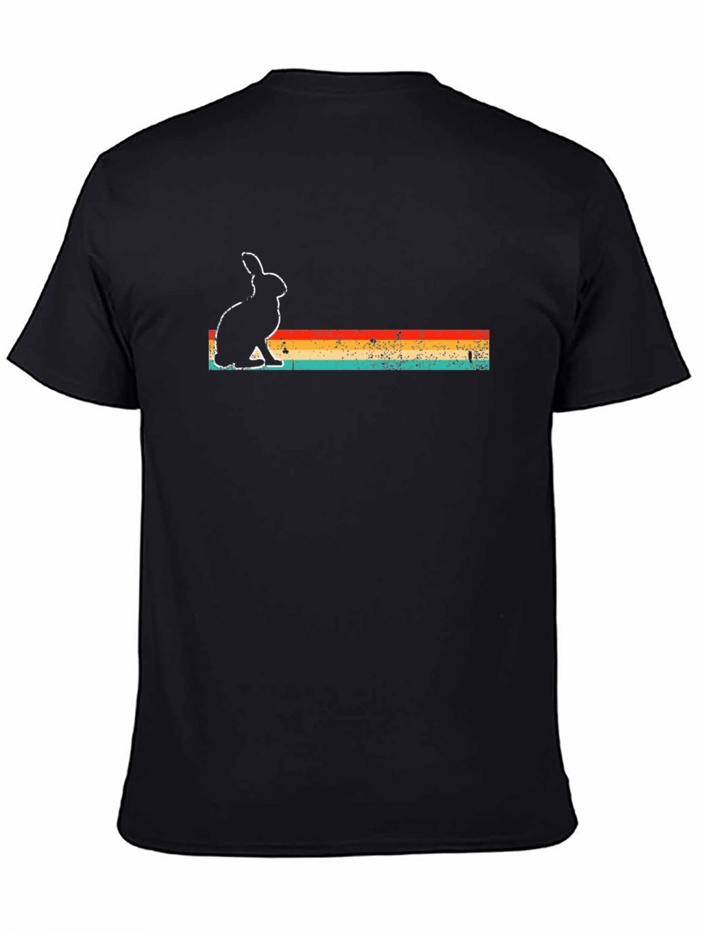 Retro Rabbit Graphic Tee - Black Cotton Blend
