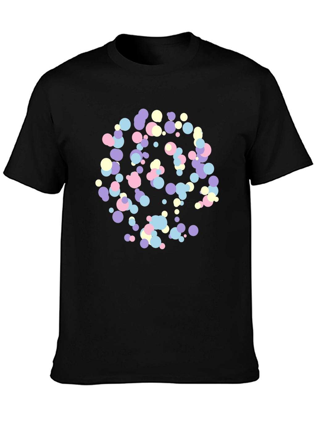 Abstract Pastel Dots Black T-Shirt