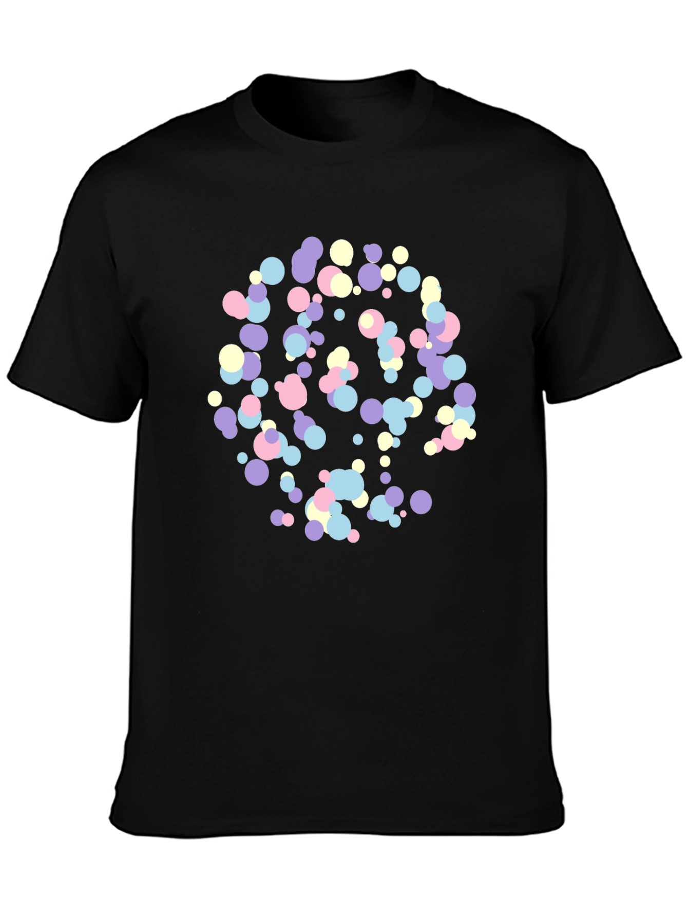 Abstract Pastel Dots Black T-Shirt