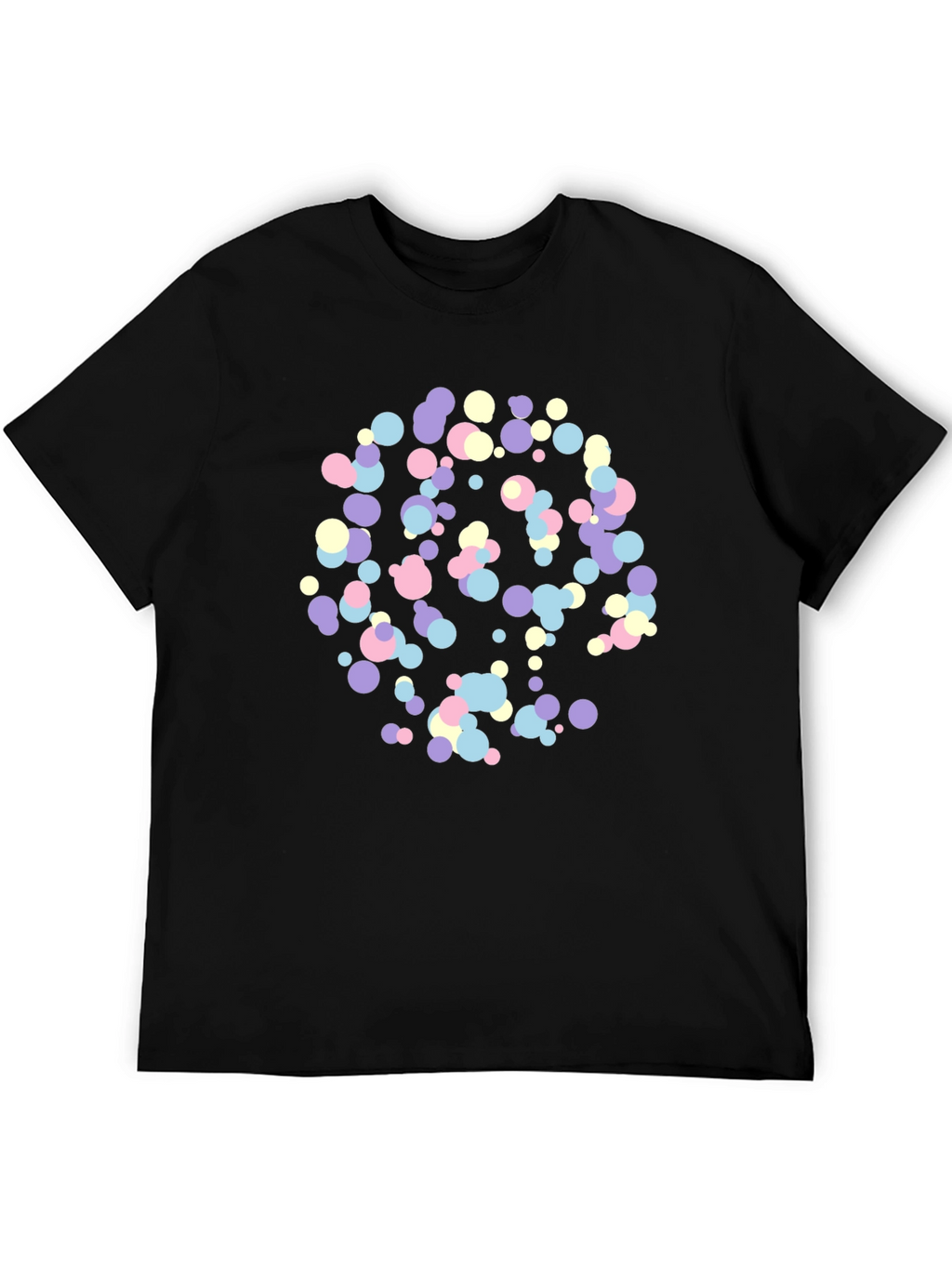 Abstract Pastel Dots Black T-Shirt
