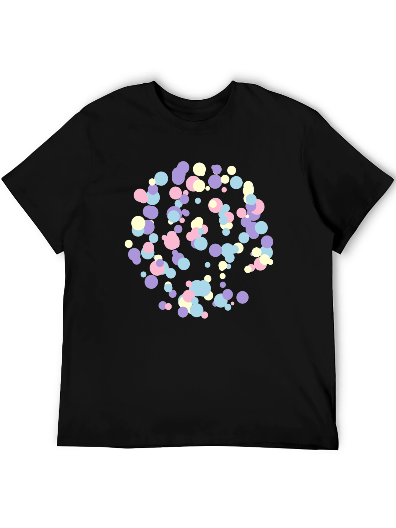 Abstract Pastel Dots Black T-Shirt