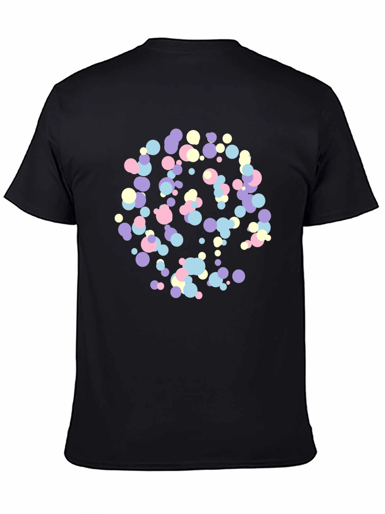 Abstract Pastel Dots Black T-Shirt