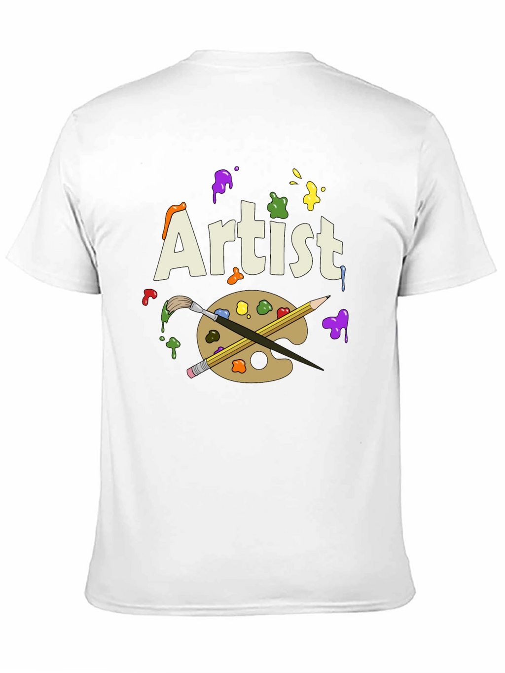 Artist T-Shirt with Palette and Brushes Graphic Print