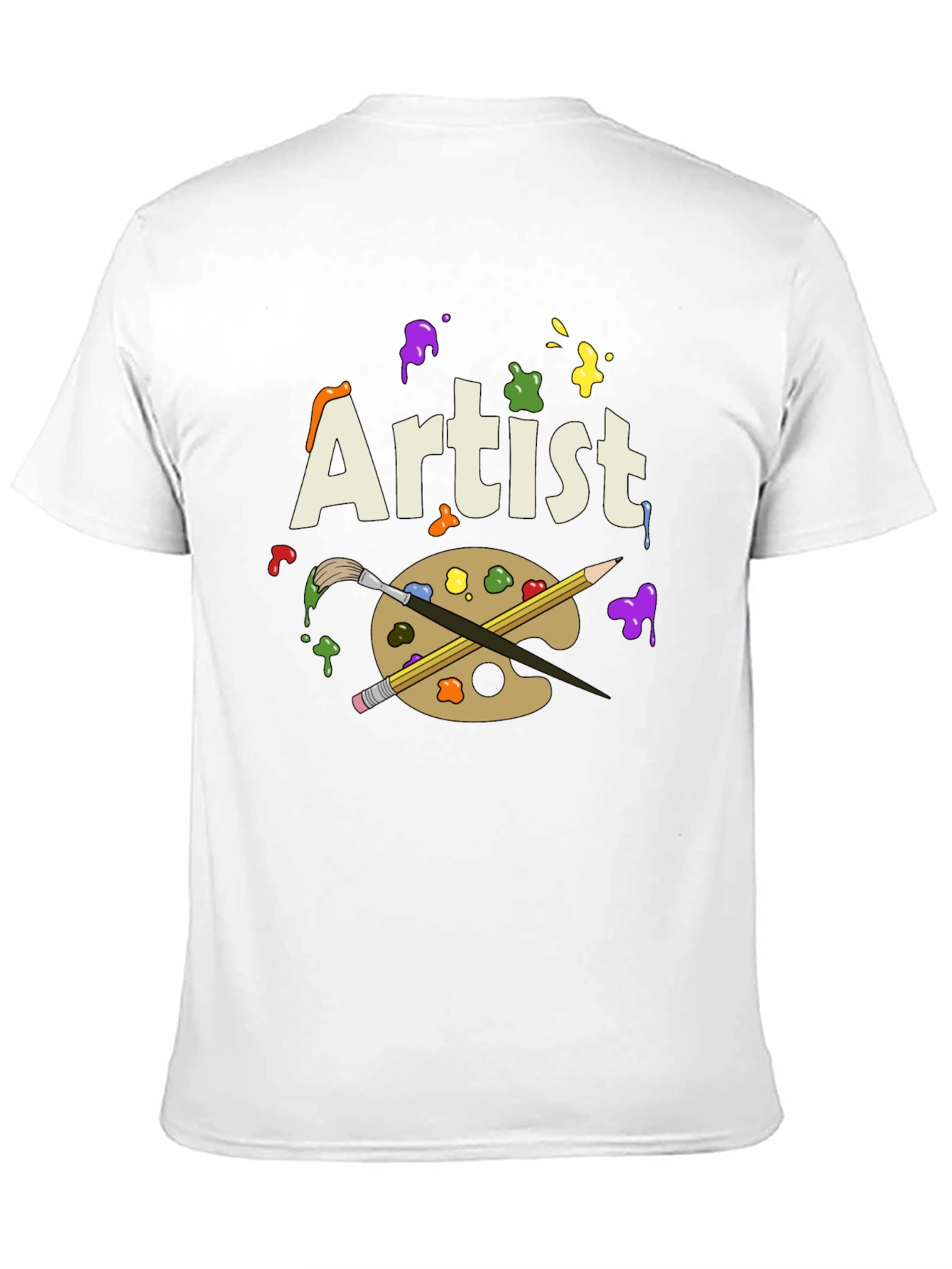 Artist T-Shirt with Palette and Brushes Graphic Print