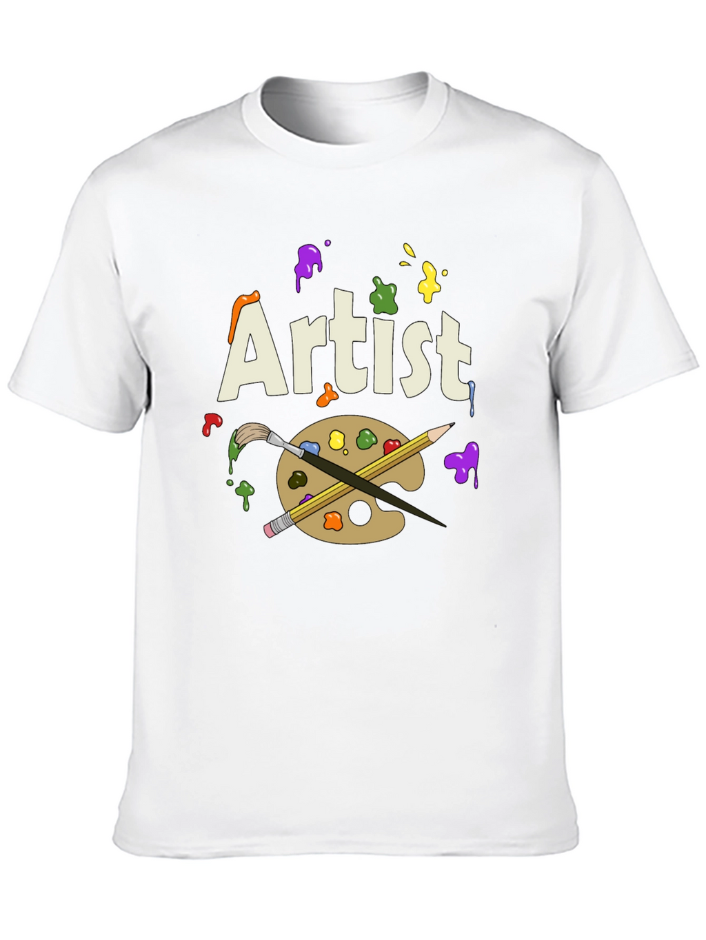 Artist T-Shirt with Palette and Brushes Graphic Print