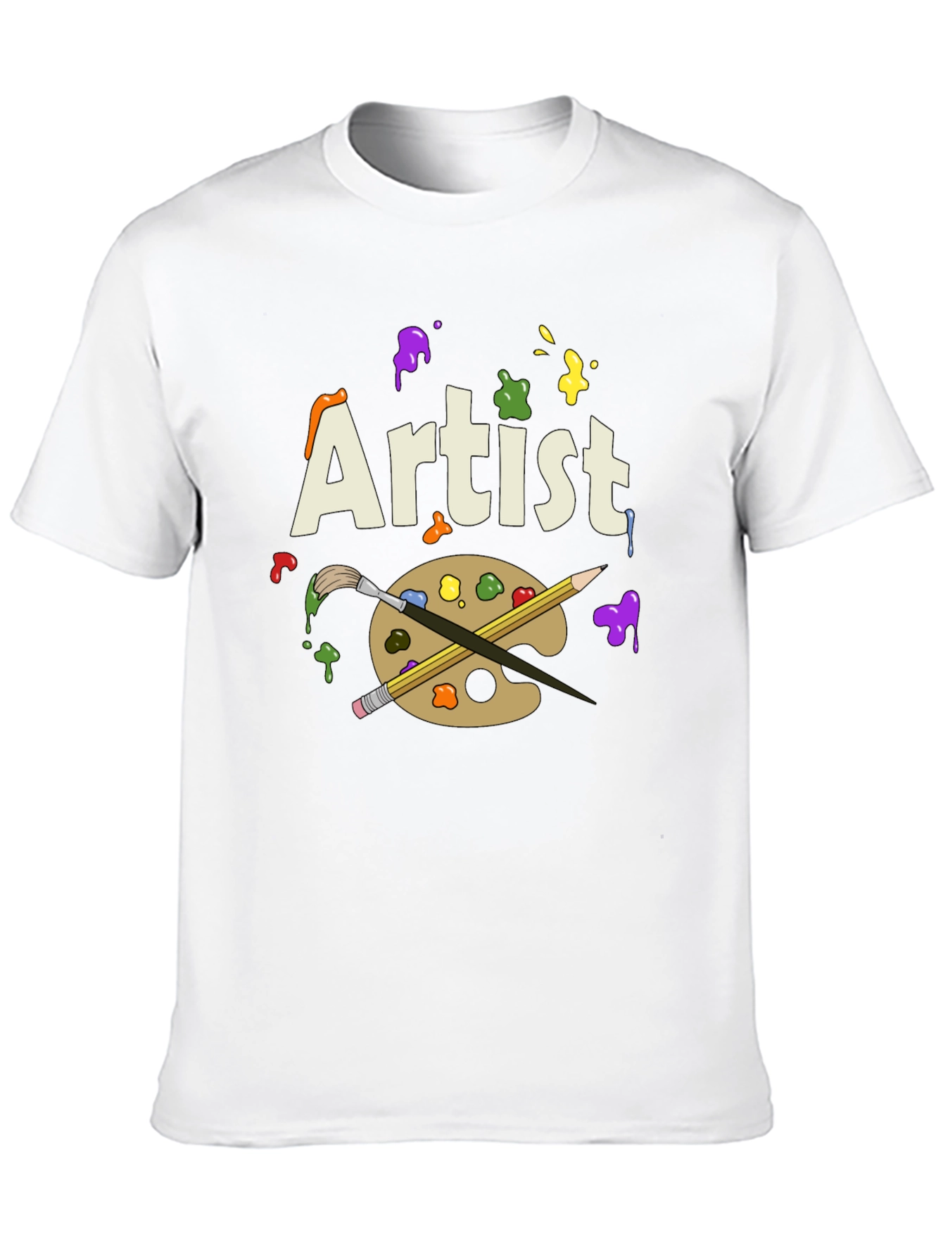 Artist T-Shirt with Palette and Brushes Graphic Print