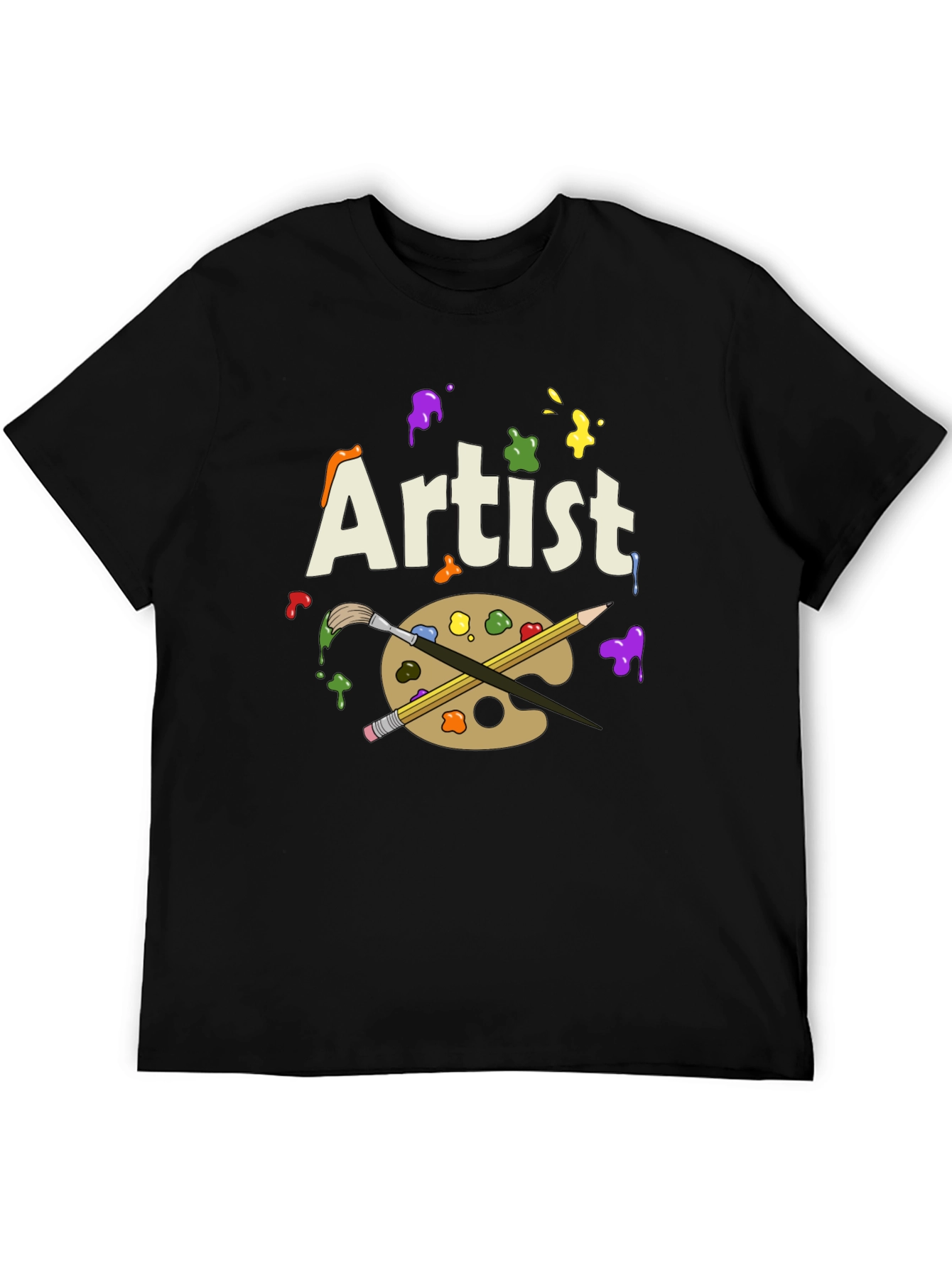 Artist T-Shirt with Palette and Brushes Graphic Print