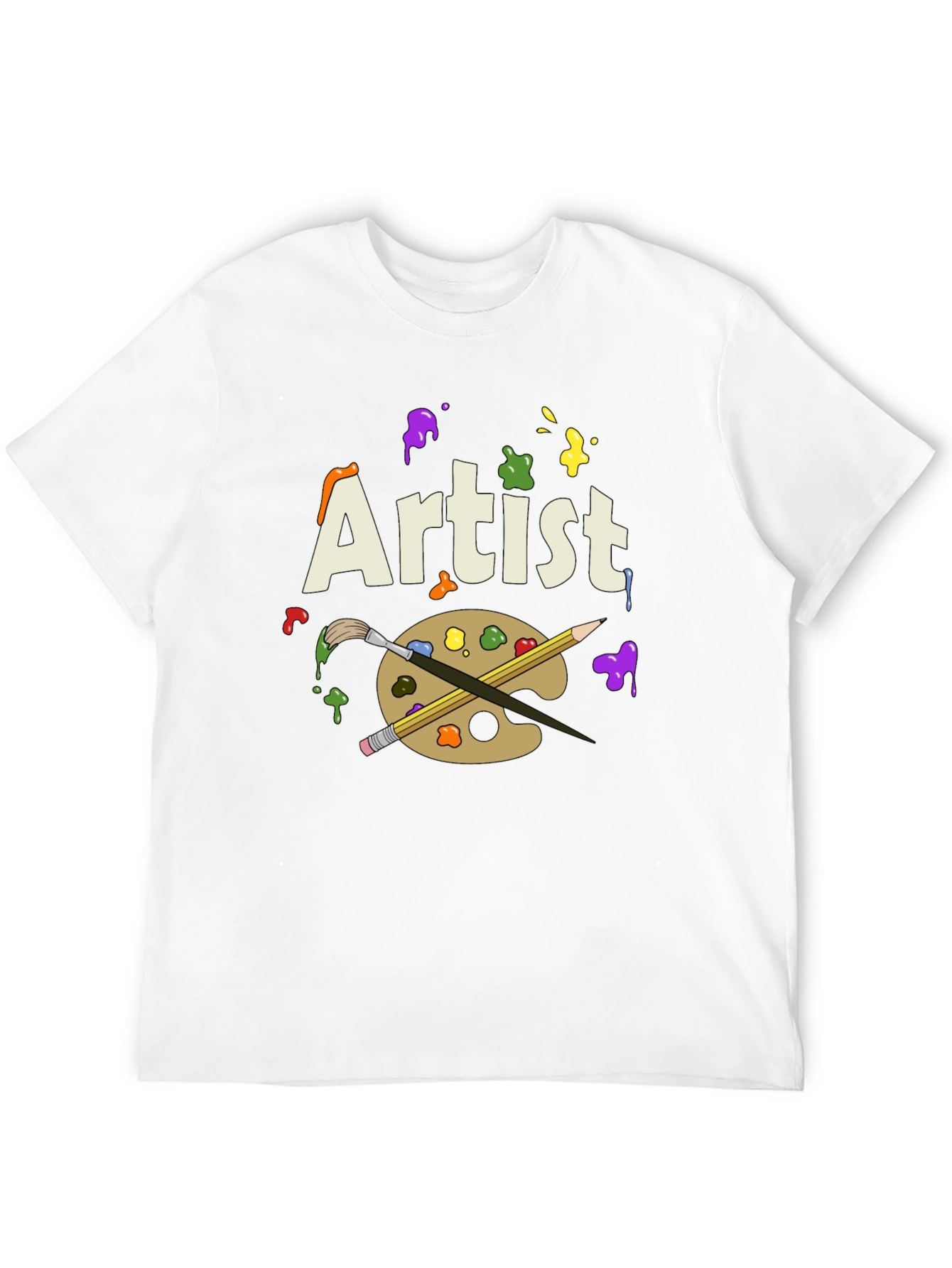 Artist T-Shirt with Palette and Brushes Graphic Print