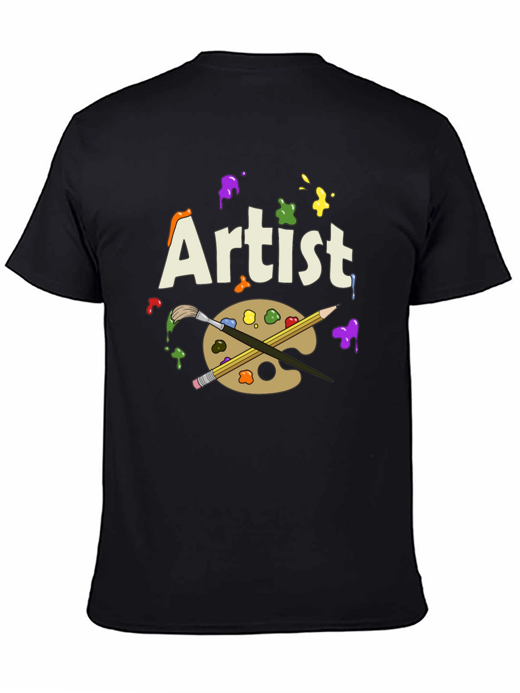 Artist T-Shirt with Palette and Brushes Graphic Print