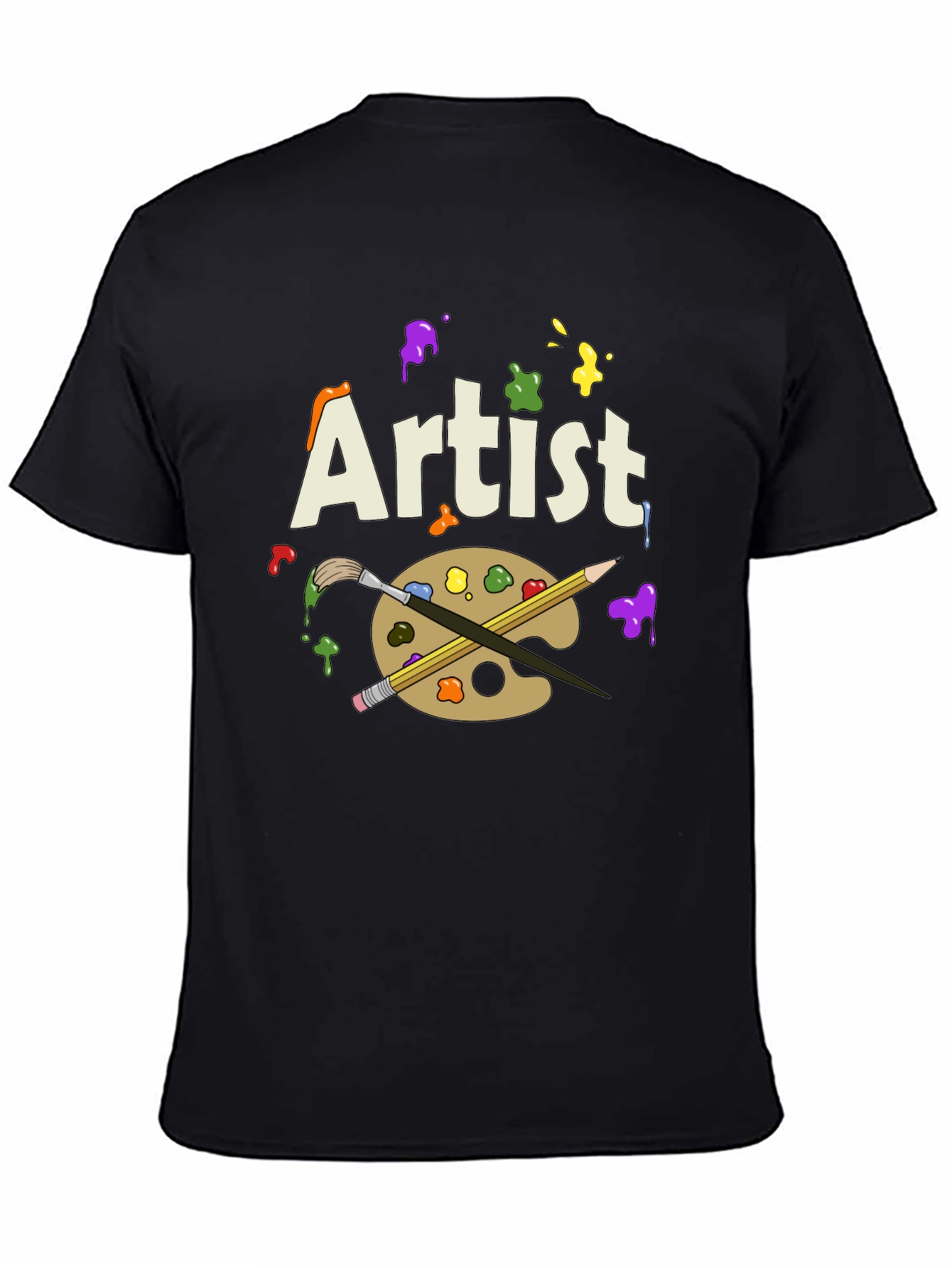 Artist T-Shirt with Palette and Brushes Graphic Print