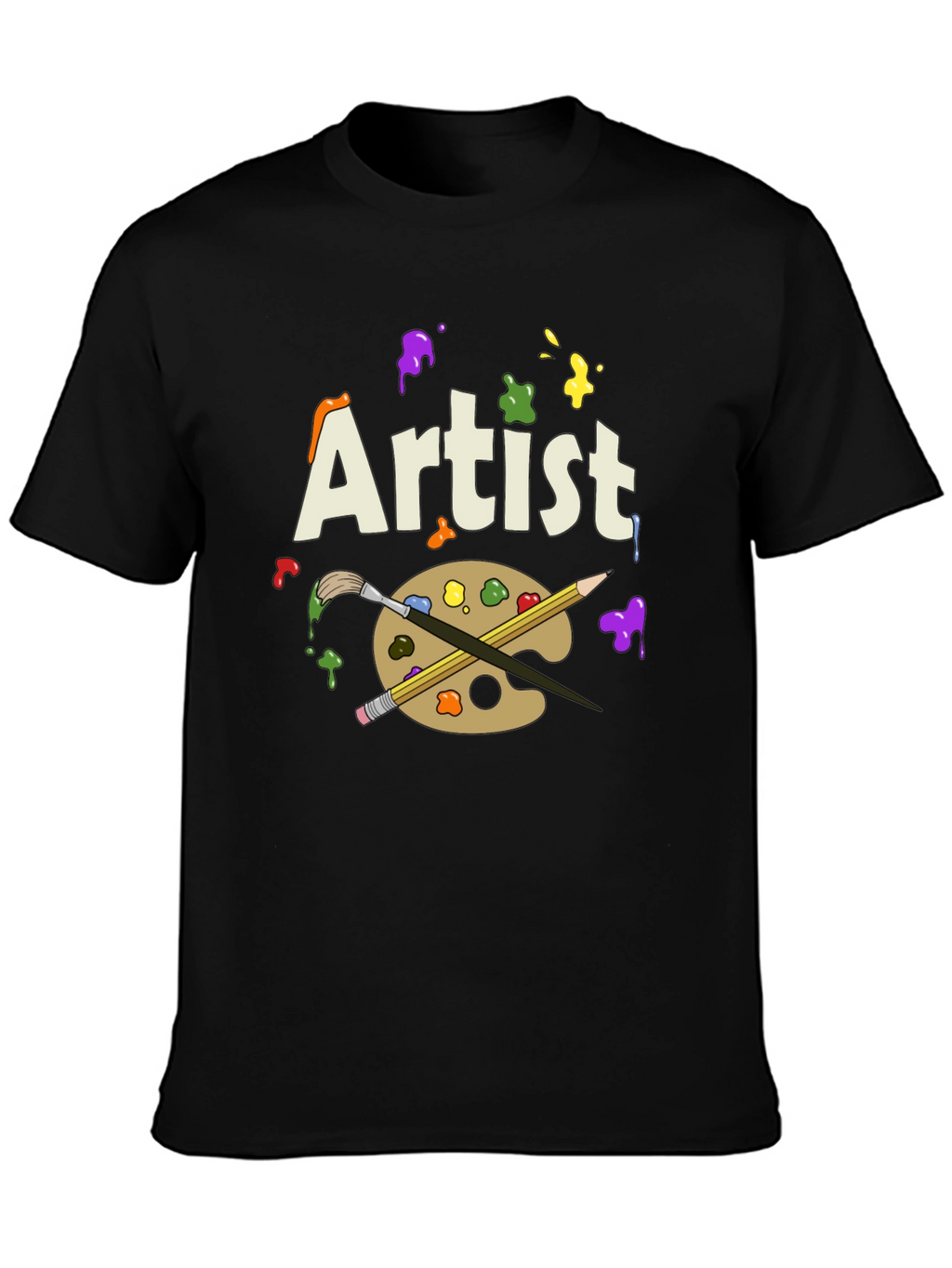 Artist T-Shirt with Palette and Brushes Graphic Print