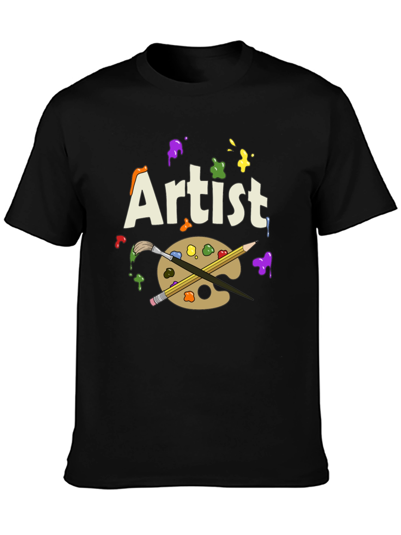Artist T-Shirt with Palette and Brushes Graphic Print
