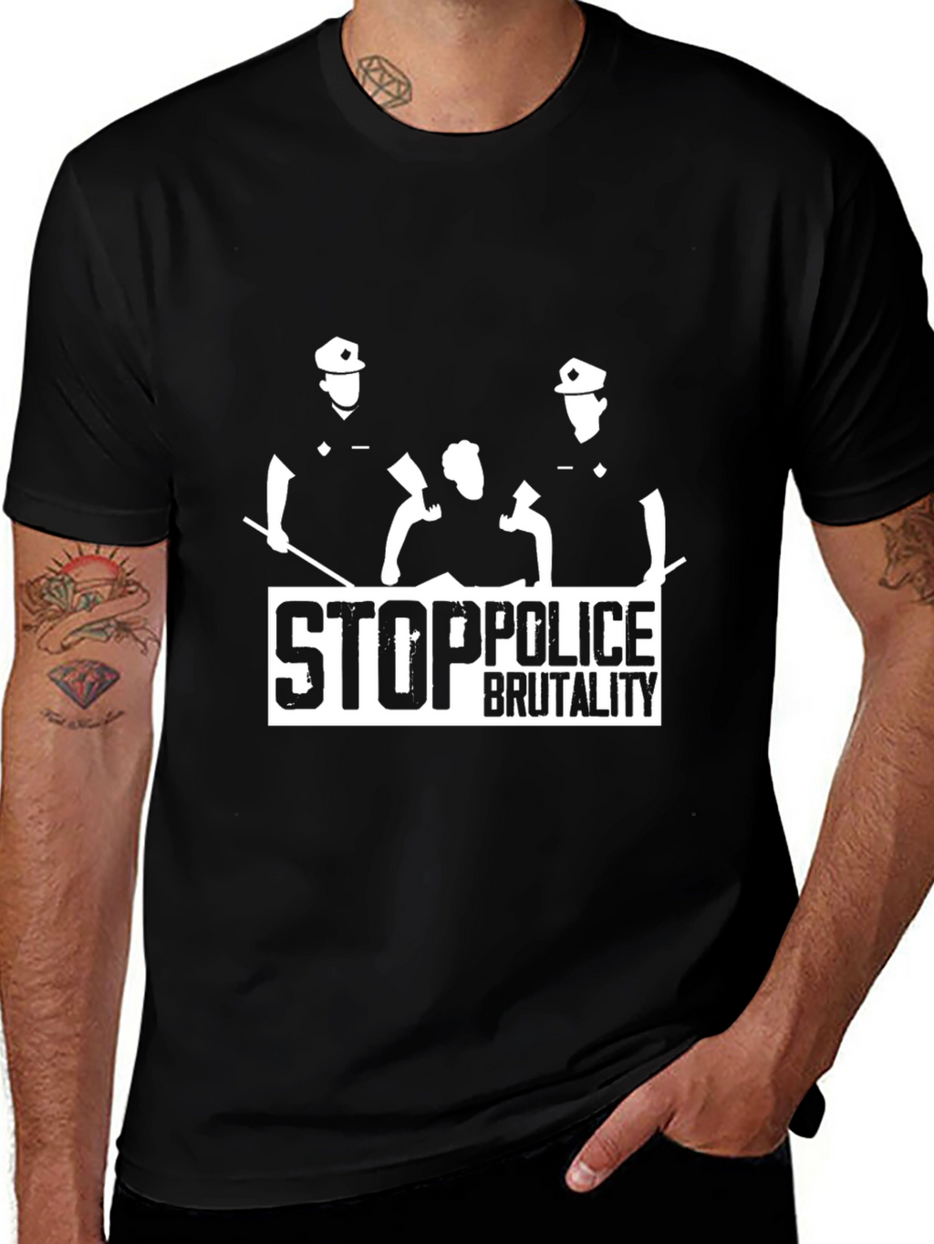 Stop Police Brutality Graphic T-Shirt - Black