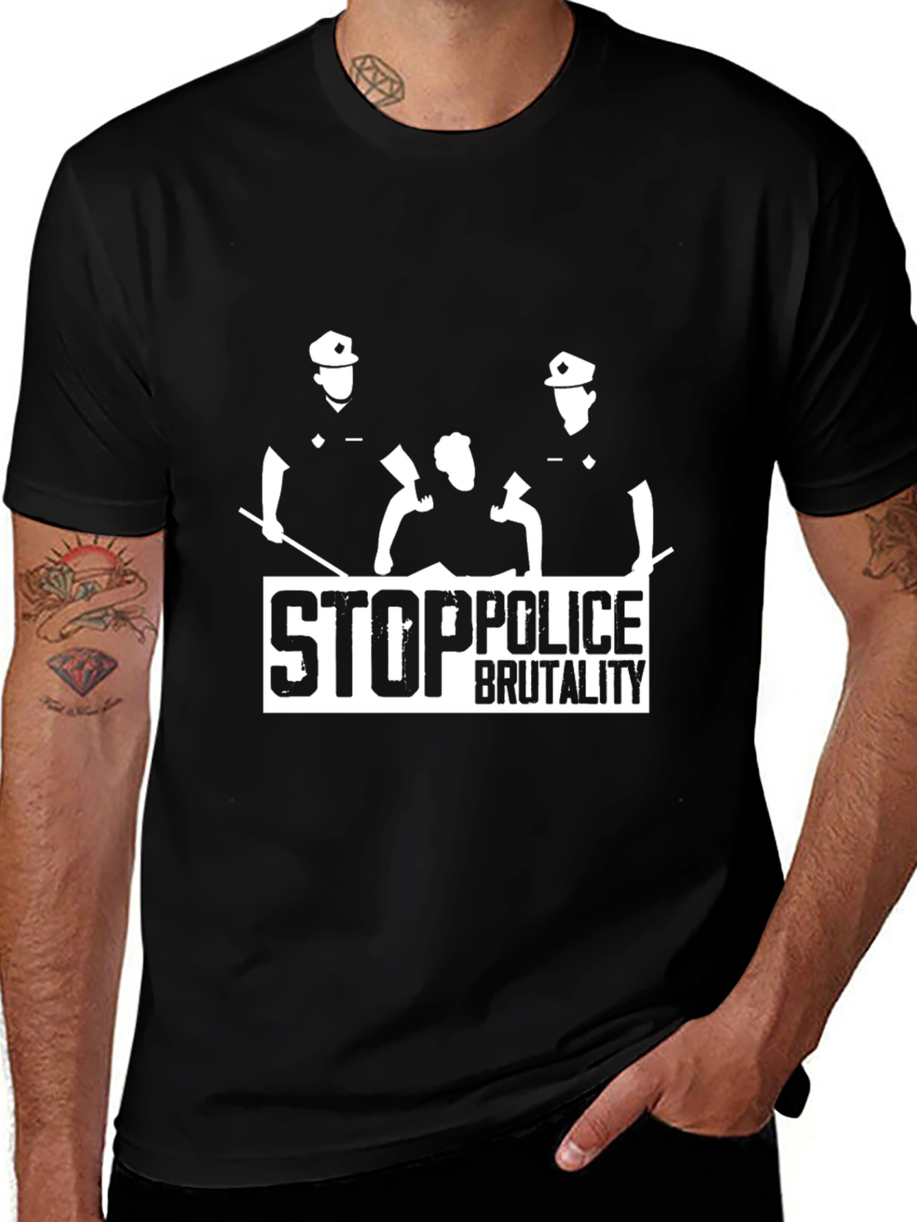Stop Police Brutality Graphic T-Shirt - Black
