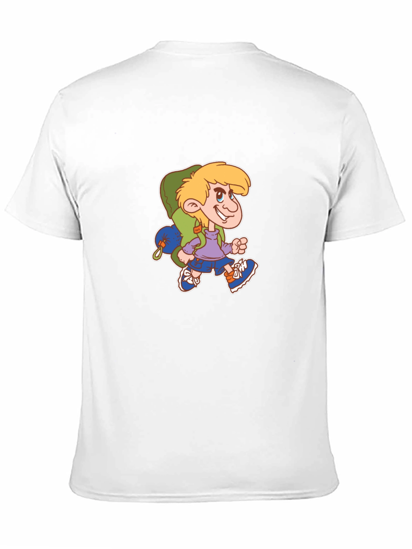 Cartoon Hiker Graphic Black T-Shirt