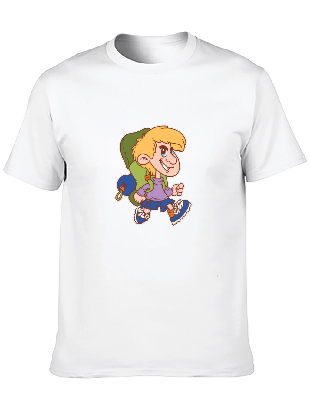 Cartoon Hiker Graphic Black T-Shirt