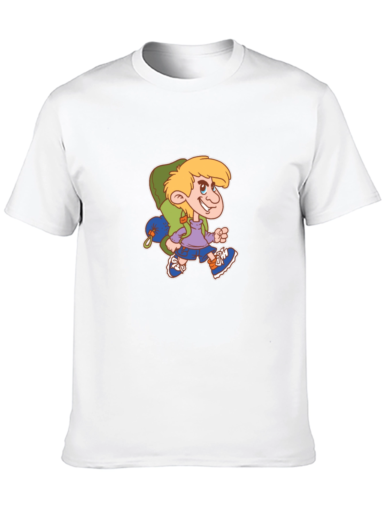 Cartoon Hiker Graphic Black T-Shirt