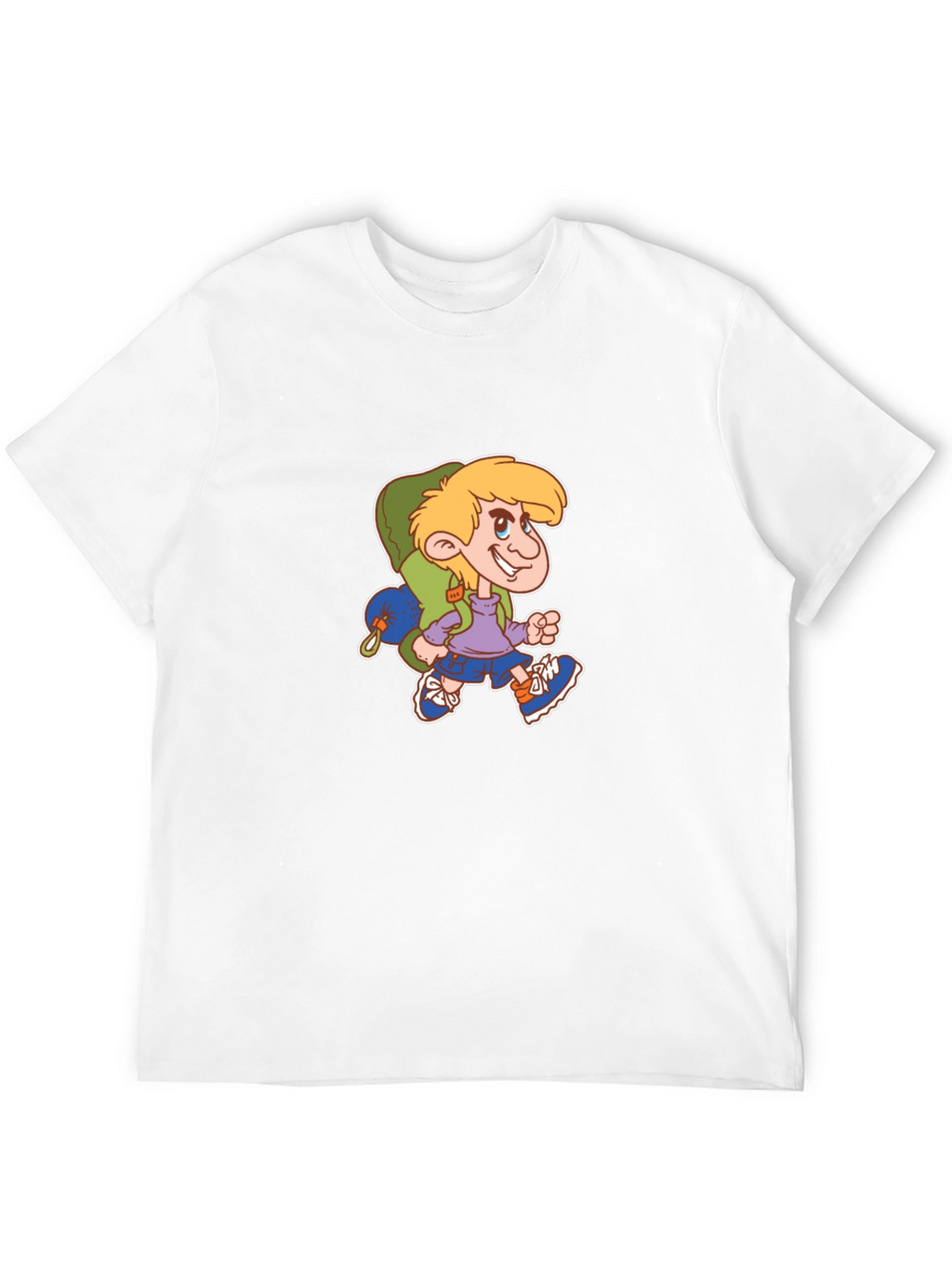 Cartoon Hiker Graphic Black T-Shirt