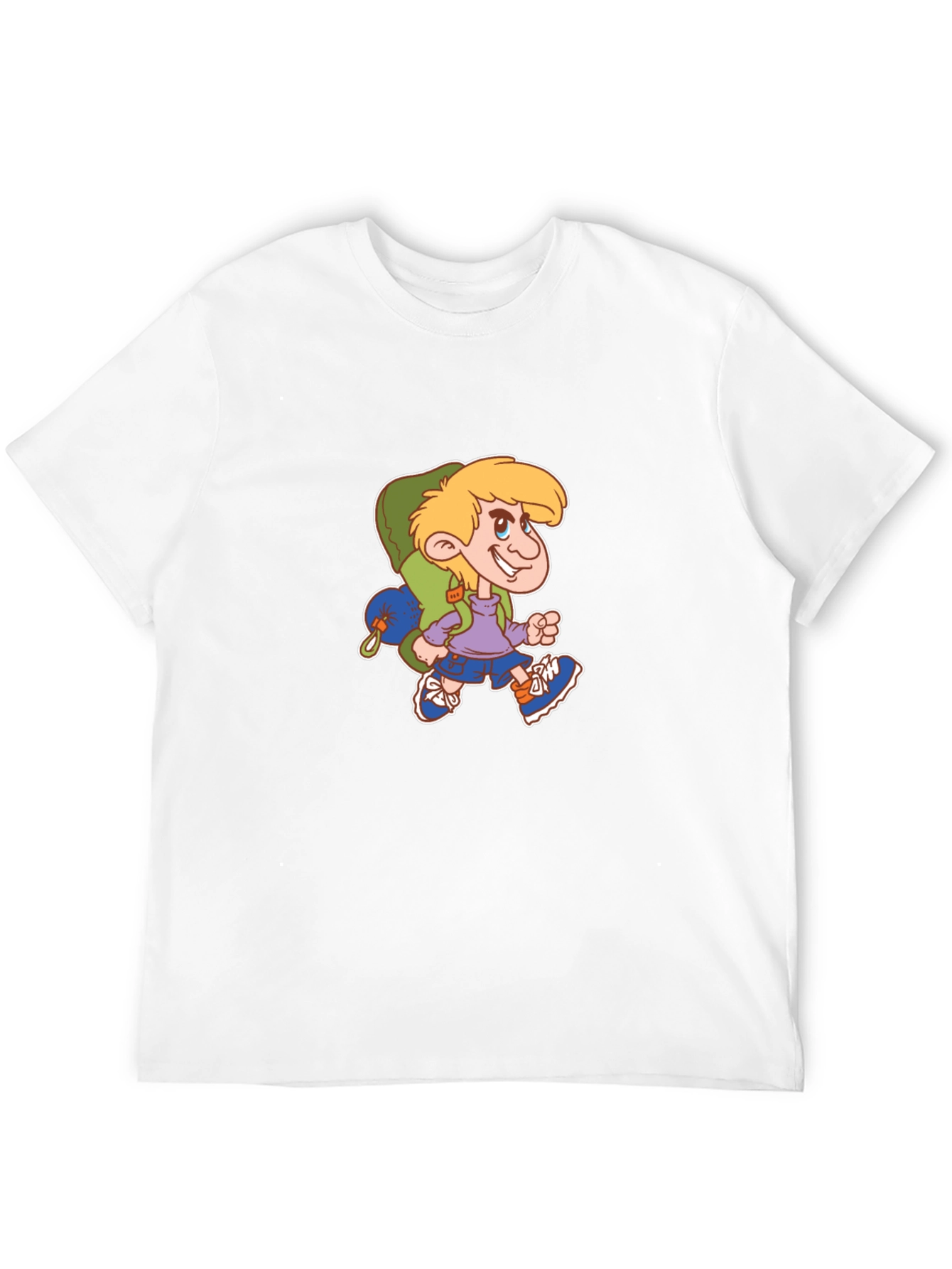 Cartoon Hiker Graphic Black T-Shirt