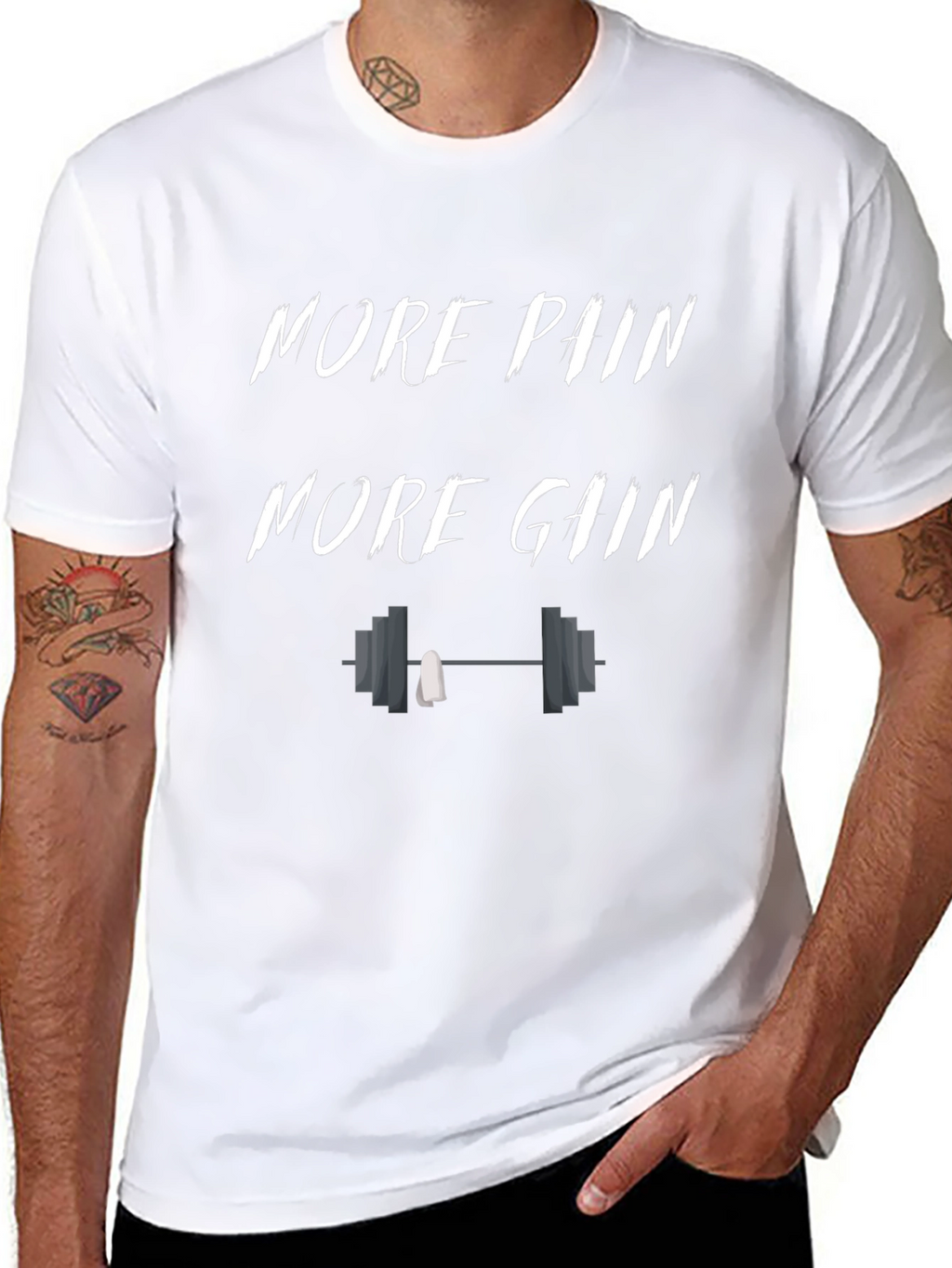 More Pain More Gain Black Graphic T-Shirt